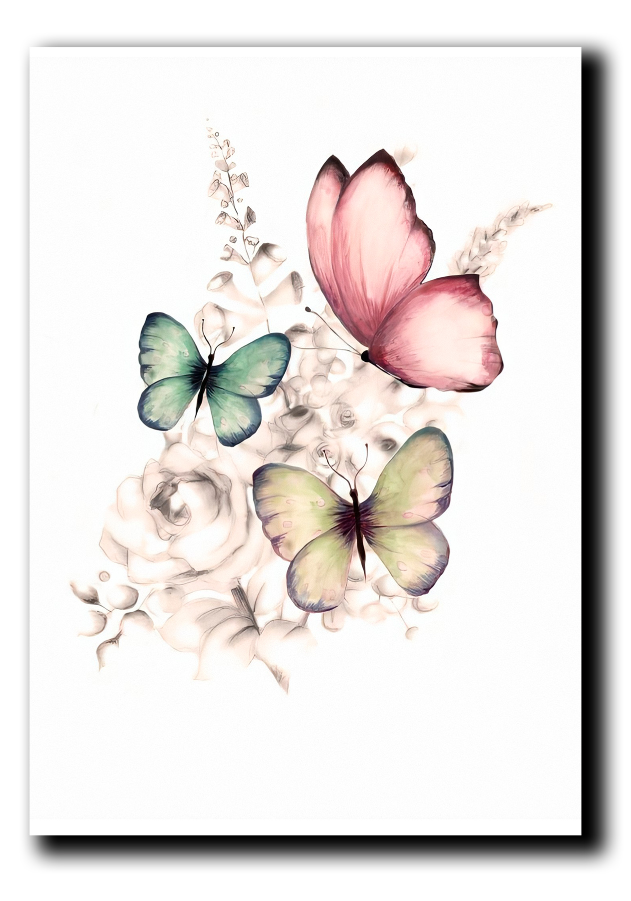 Cuadros Decorativos Set de 2 pzs Flores con Mariposas 40 X 60 cm