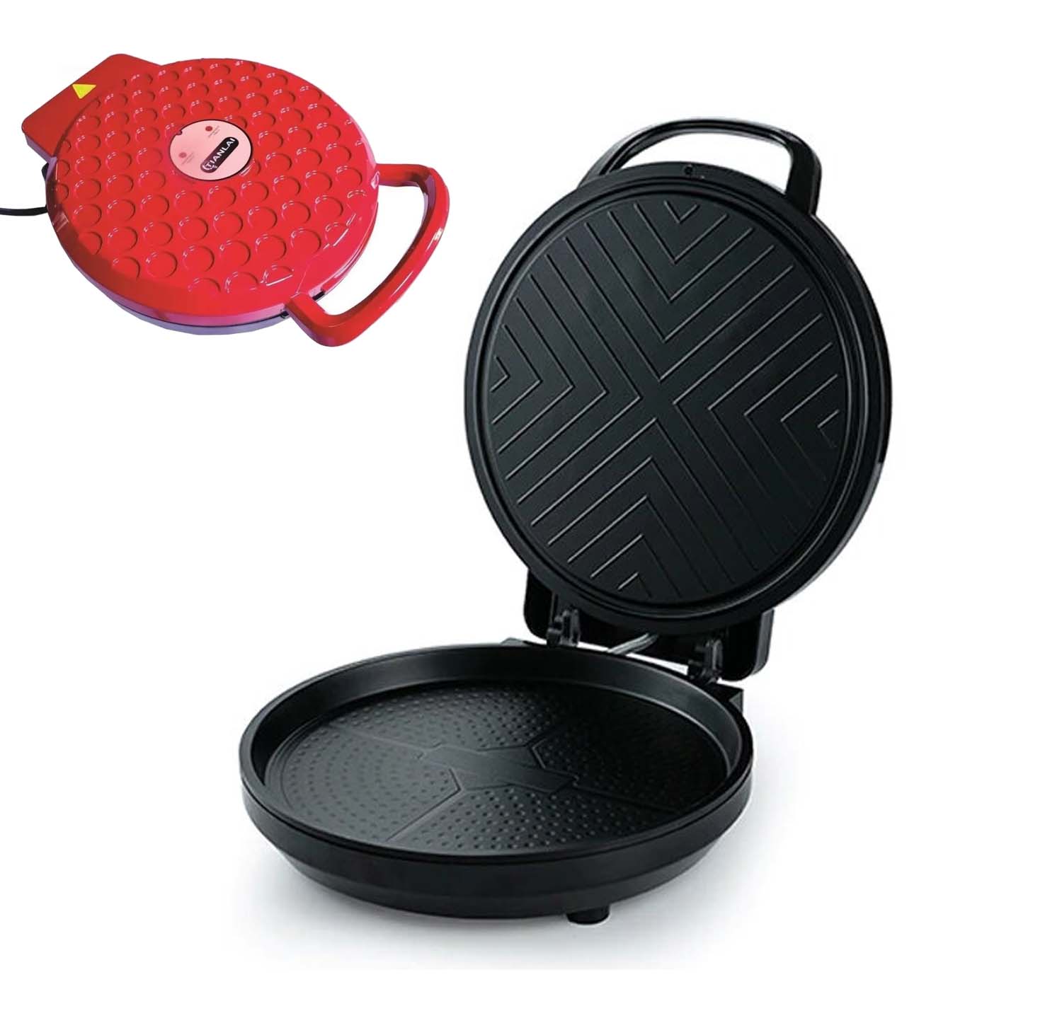 Plancha Electrica Cocinar Grill | Doble Sartén Antiadherente Hornear Parrilla 