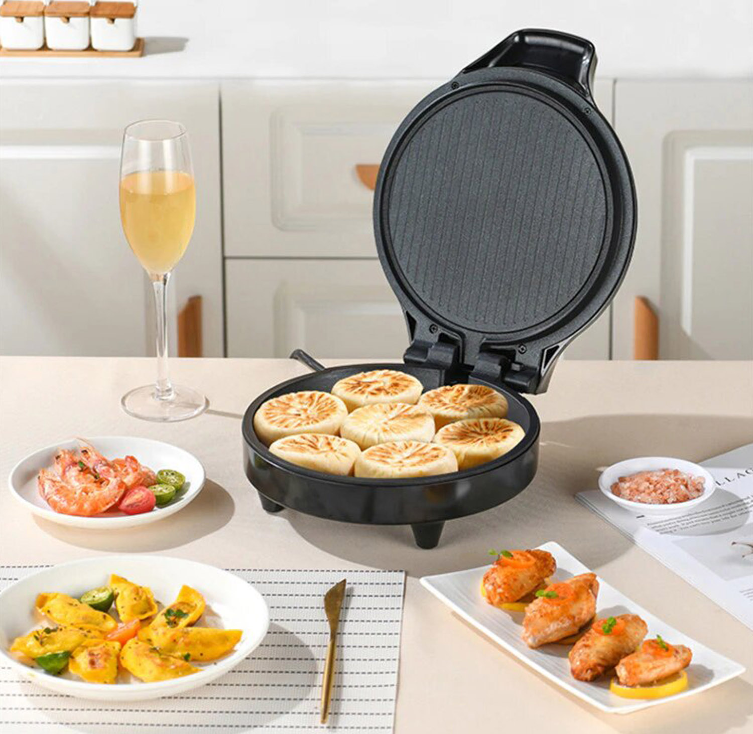 Plancha Electrica Cocinar Grill | Doble Sartén Antiadherente Hornear Parrilla 