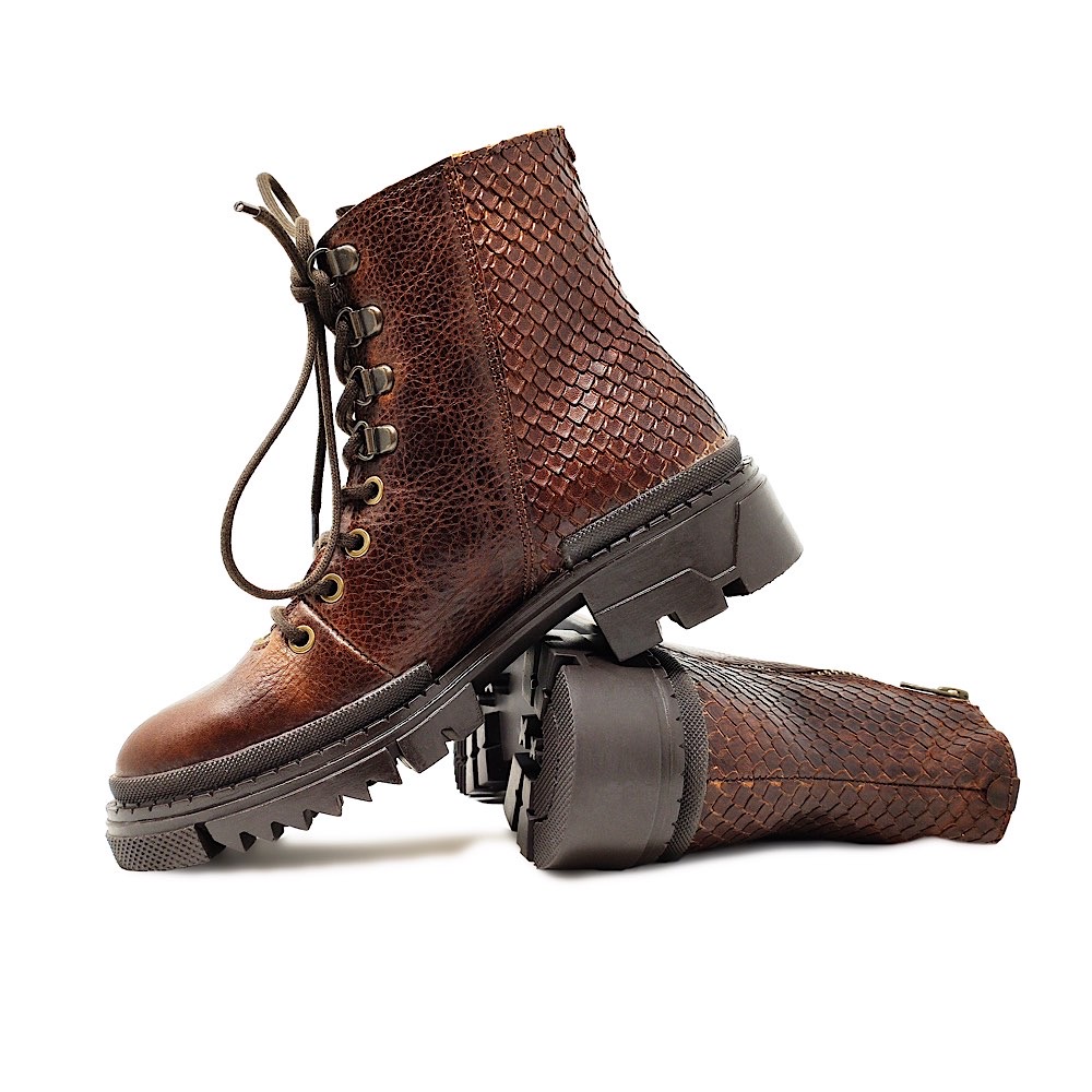 Zapato Bota Para Dama Casual Piel Vacuno Estilo Combat