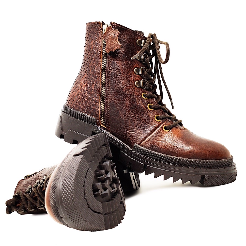 Zapato Bota Para Dama Casual Piel Vacuno Estilo Combat