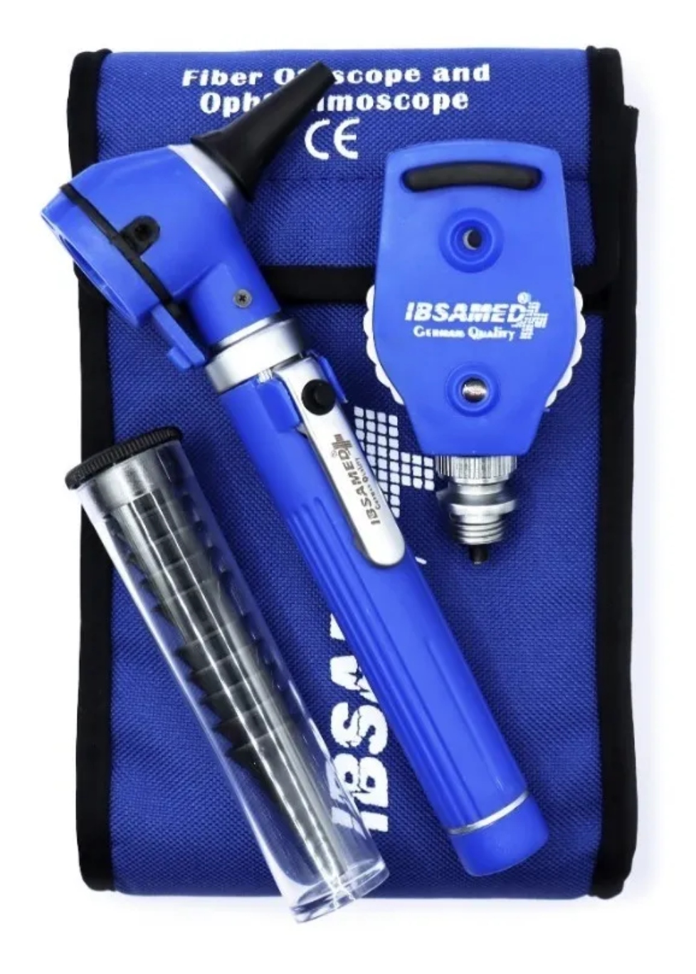 Otoscopio Oftalmoscopio Luz Led Fibra Óptica Hospitalario Azul Rey