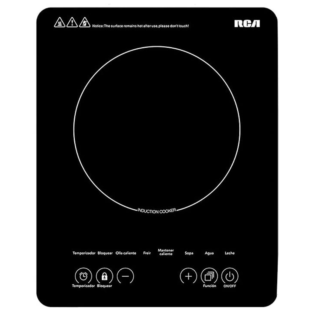 Parrilla Inducción eléctrica RCA RC-12A3 Negra 120V 1200W