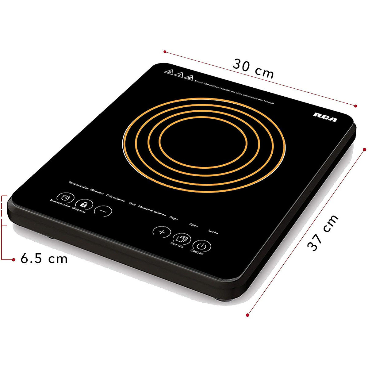 Parrilla Inducción eléctrica RCA RC-12A3 Negra 120V 1200W