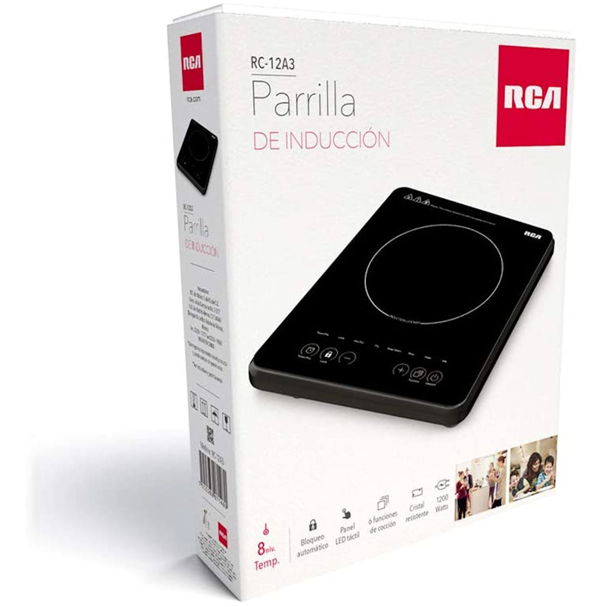 Parrilla Inducción eléctrica RCA RC-12A3 Negra 120V 1200W