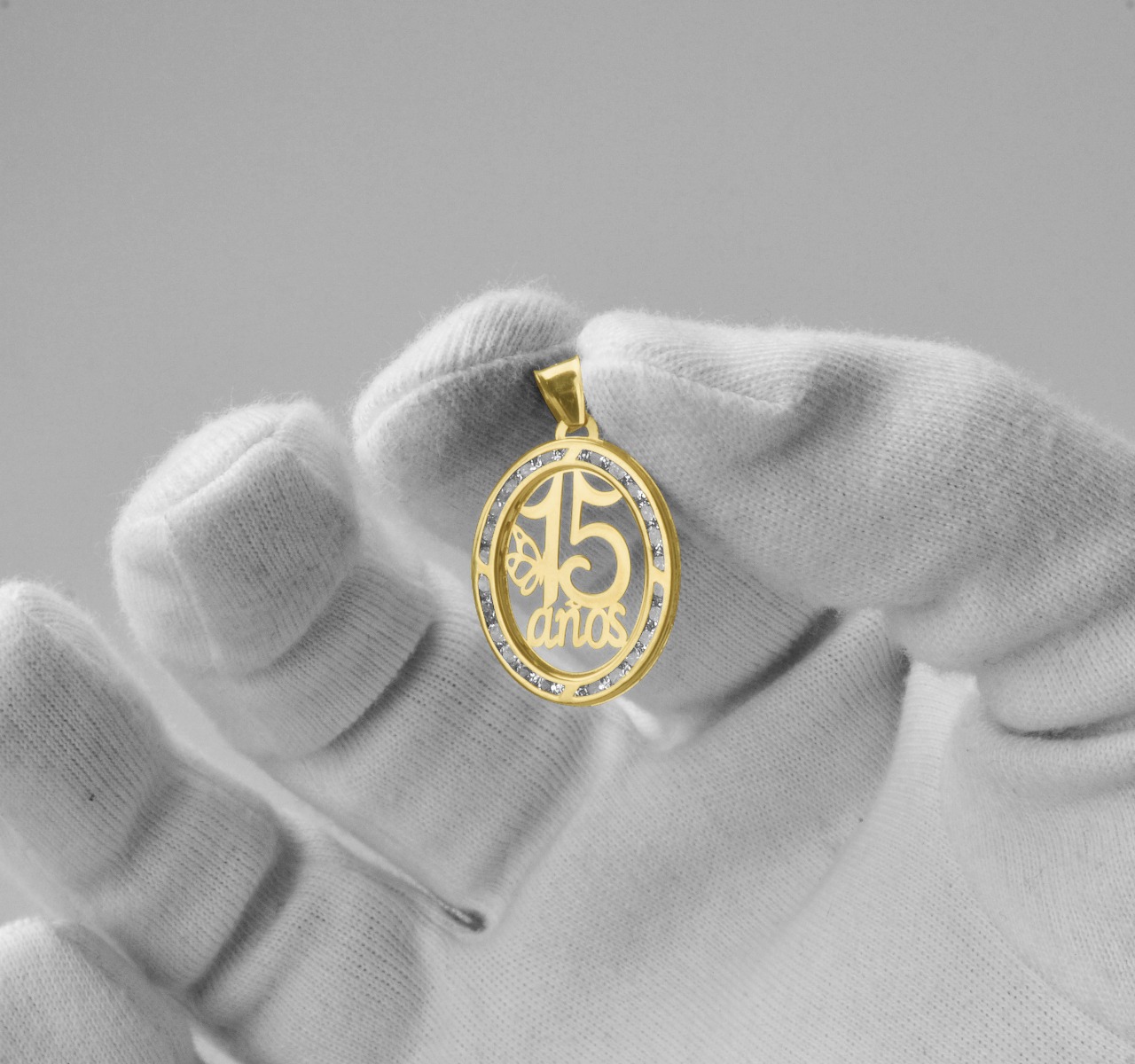 Medalla 15 Años VAROURO Oro Oval 10k + Cadena De Regalo