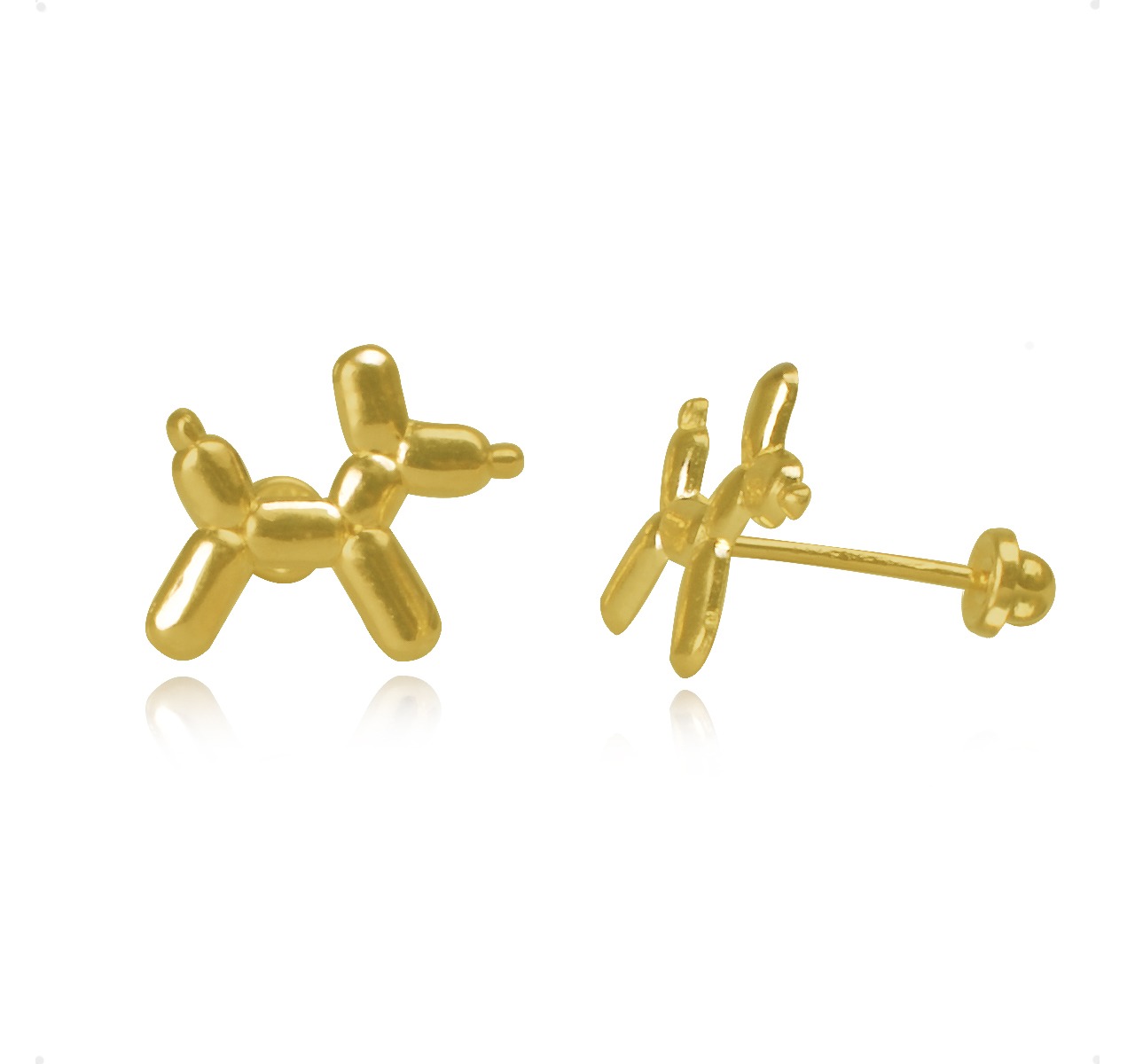 Aretes | Broqueles Perro Perrito Globo VAROURO  Oro 10k + Estuche 