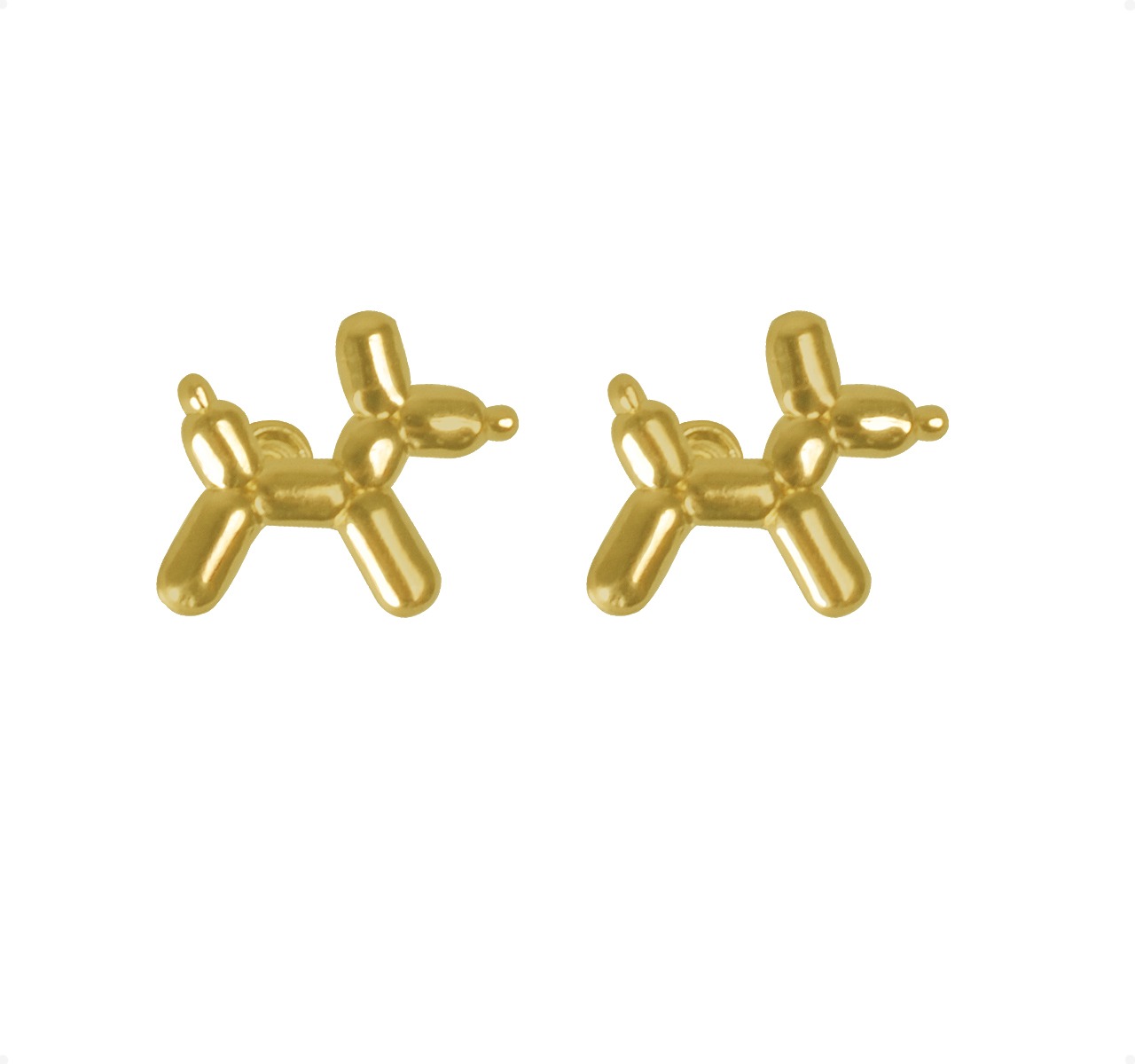 Aretes | Broqueles Perro Perrito Globo VAROURO  Oro 10k + Estuche 