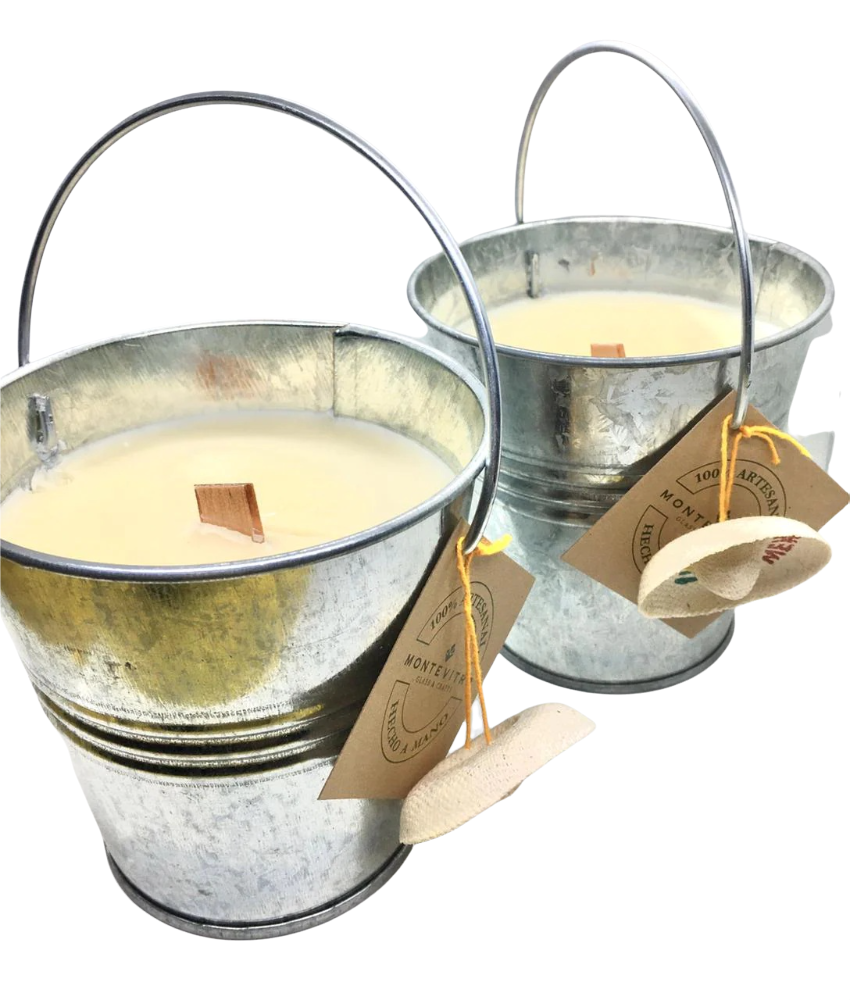 2 Velas con Citronela Extra Grande y Grande Monte Vitro en cubeta original Pabilo de Madera  