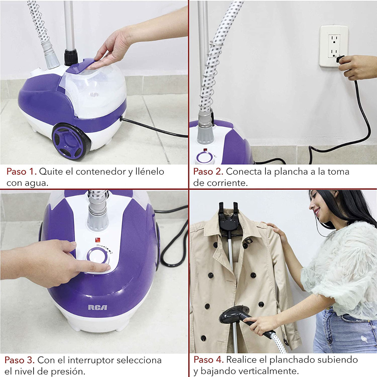 Plancha Vapor Vertical Soporte RCA RC-928 Vaporizador Tela.