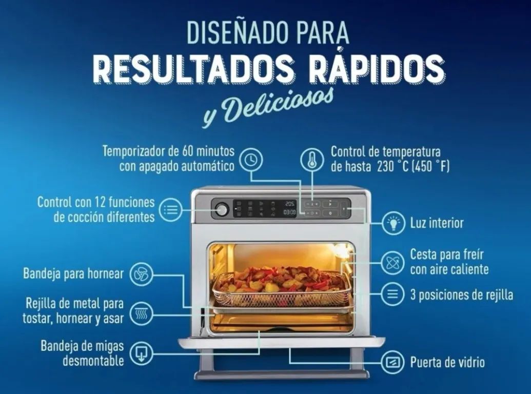 OSTER HORNO DE FREIDORA DE AIRE DIGITAL 22 LITROS CON RAPID CRIST