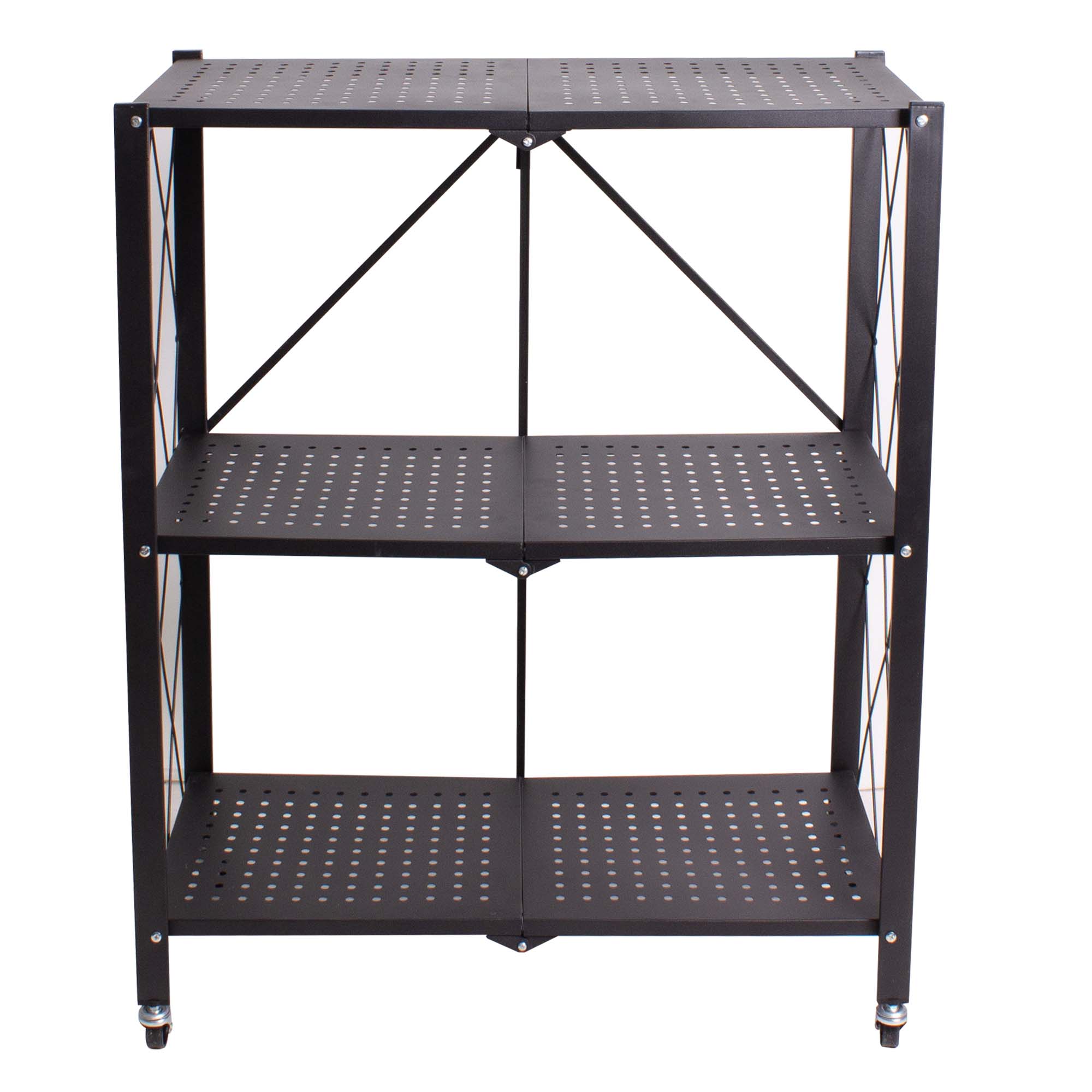 Estante Organizador Plegable Seguro De 3 Niveles Metálico NEGRO.