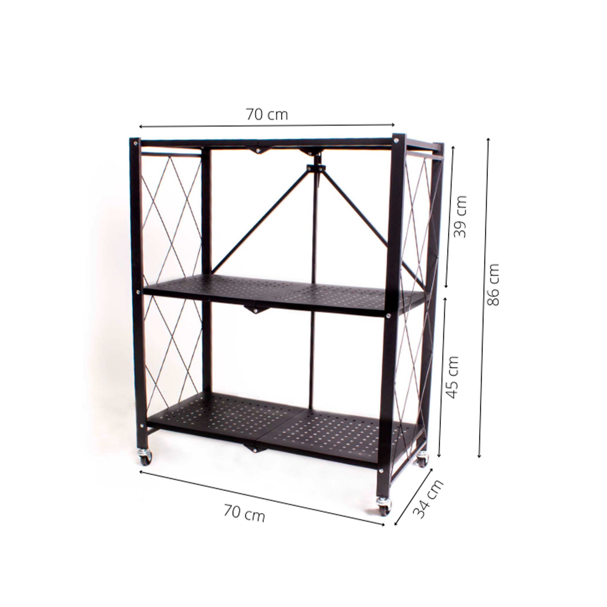 Estante Organizador Plegable Seguro De 3 Niveles Metálico NEGRO.