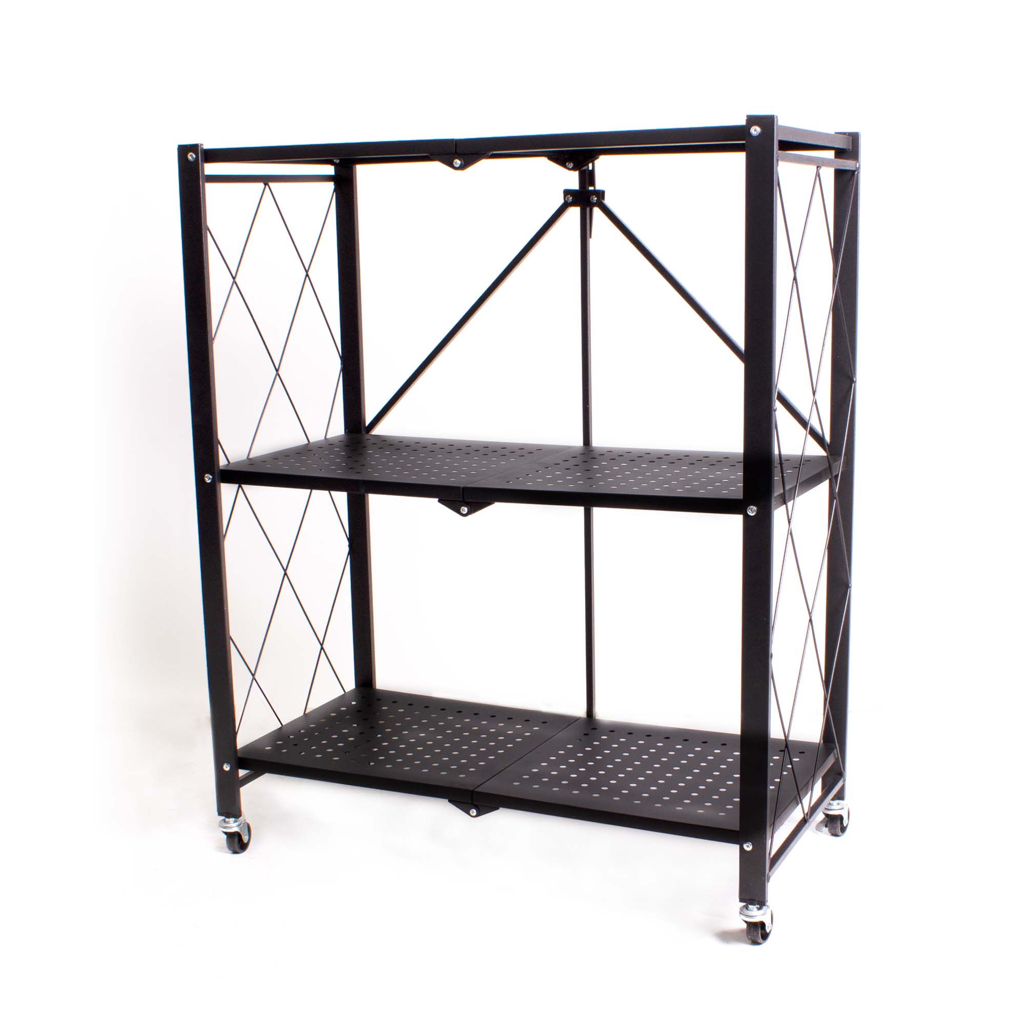 Estante Organizador Plegable Seguro De 3 Niveles Metálico NEGRO.