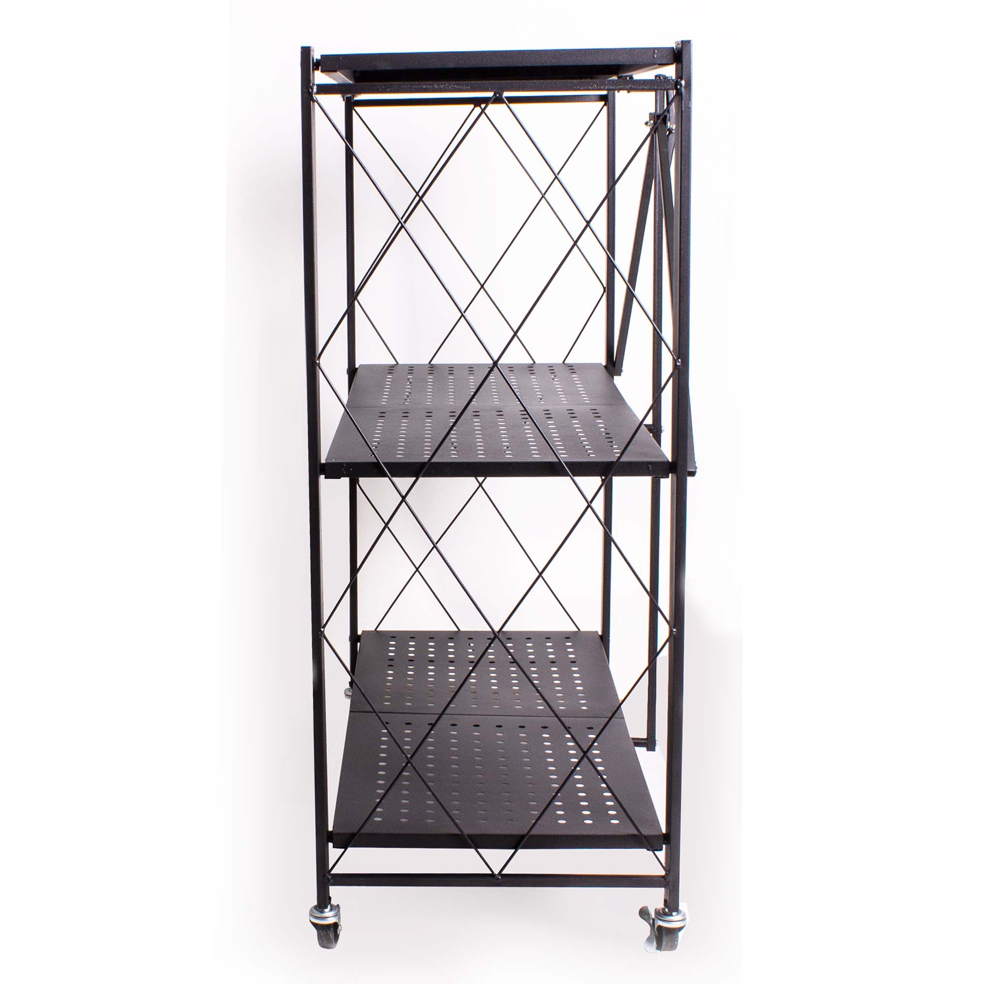 Estante Organizador Plegable Seguro De 3 Niveles Metálico NEGRO.