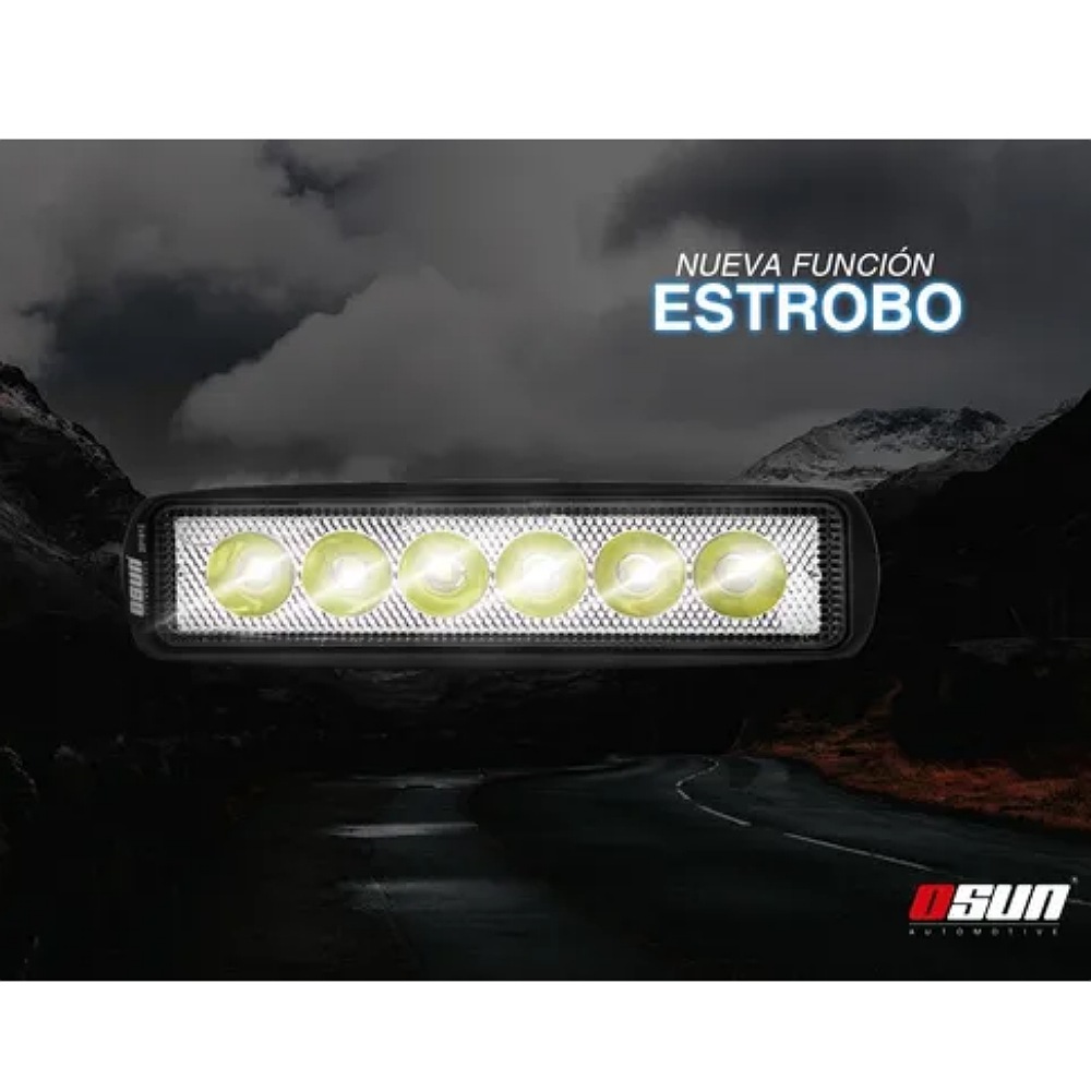 2 Faros Osun De Led Diseño Tipo Barra 100% Metal Con 18w De Luz Concentrada Blanca+bases Universal 4x4/automotriz/motos