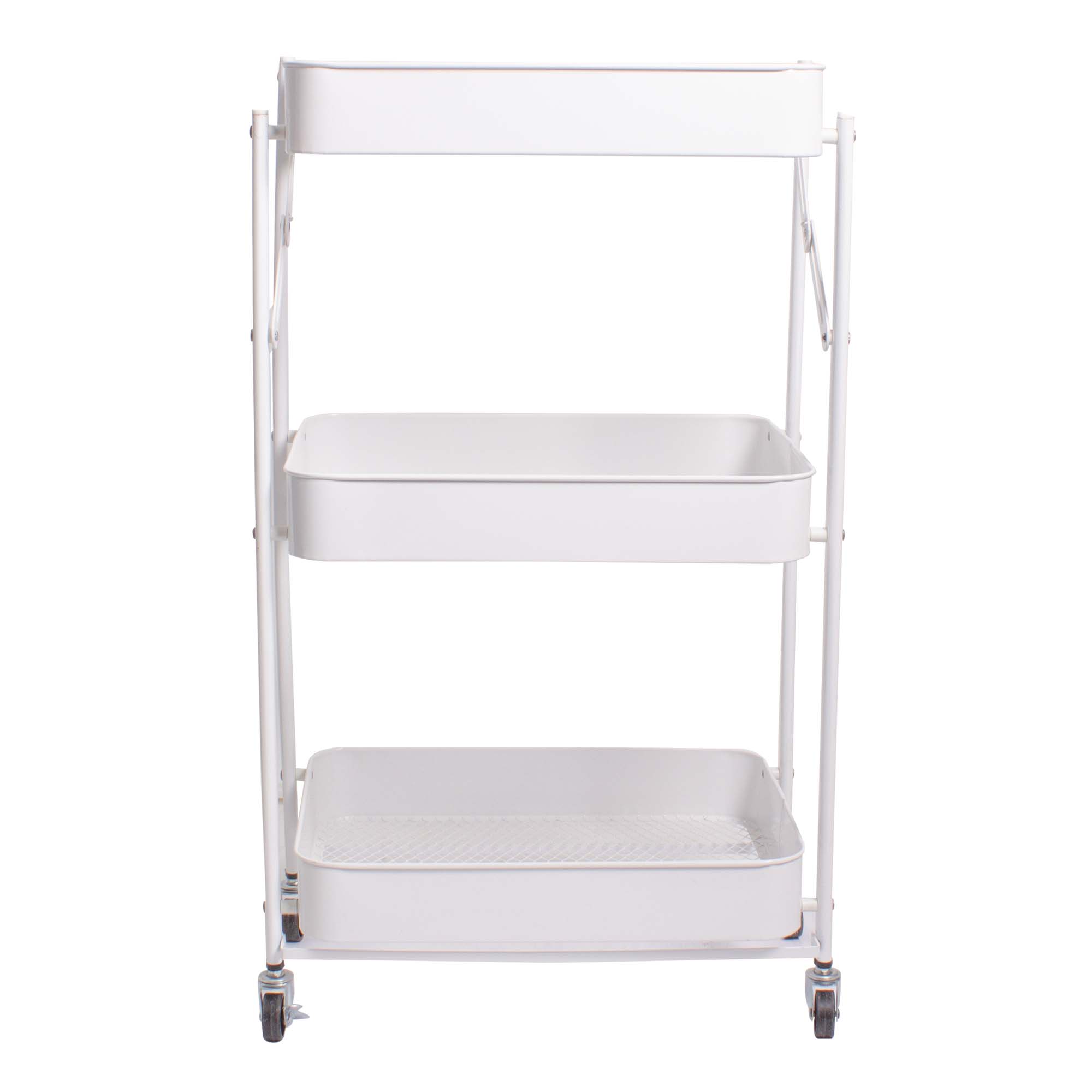Carrito Organizador Multiusos Movible 3 Niveles Metálico BLANCO.