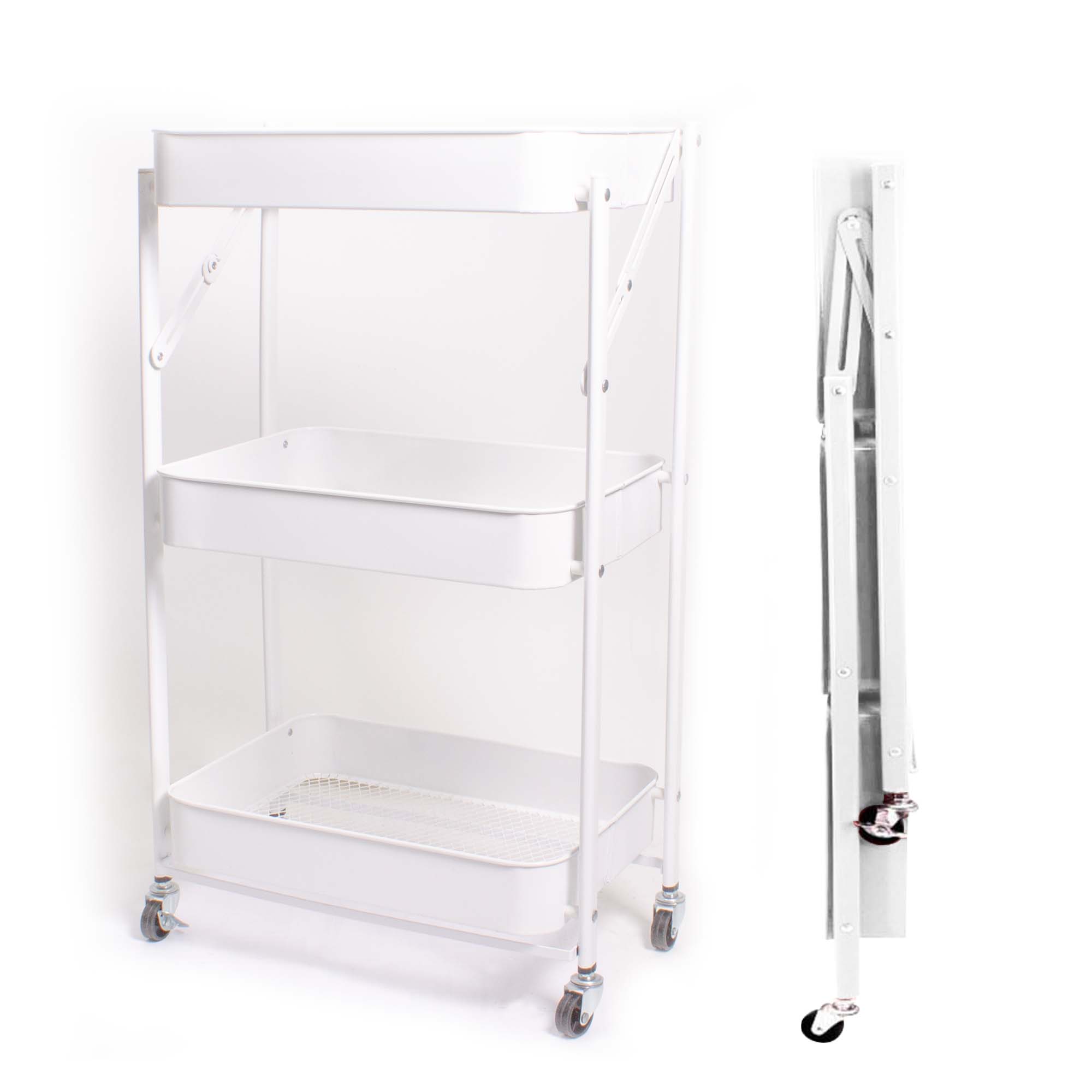 Carrito Organizador Multiusos Movible 3 Niveles Metálico BLANCO.