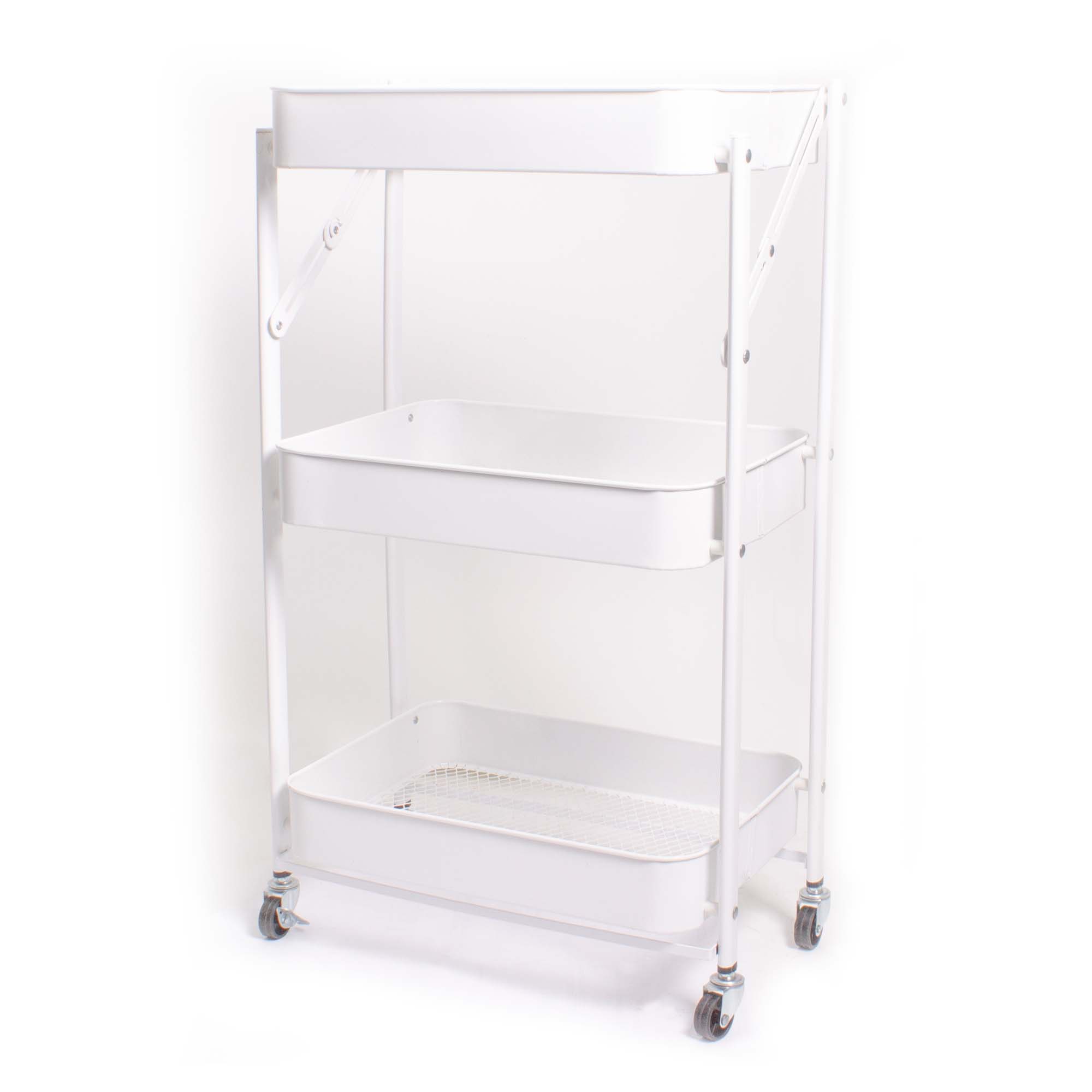 Carrito Organizador Multiusos Movible 3 Niveles Metálico BLANCO.