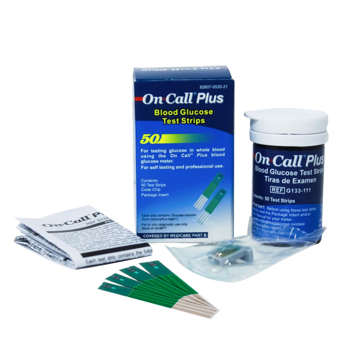 Tiras Reactivas para Glucometro On Call Plus - Caja con 50 tiras - Acon