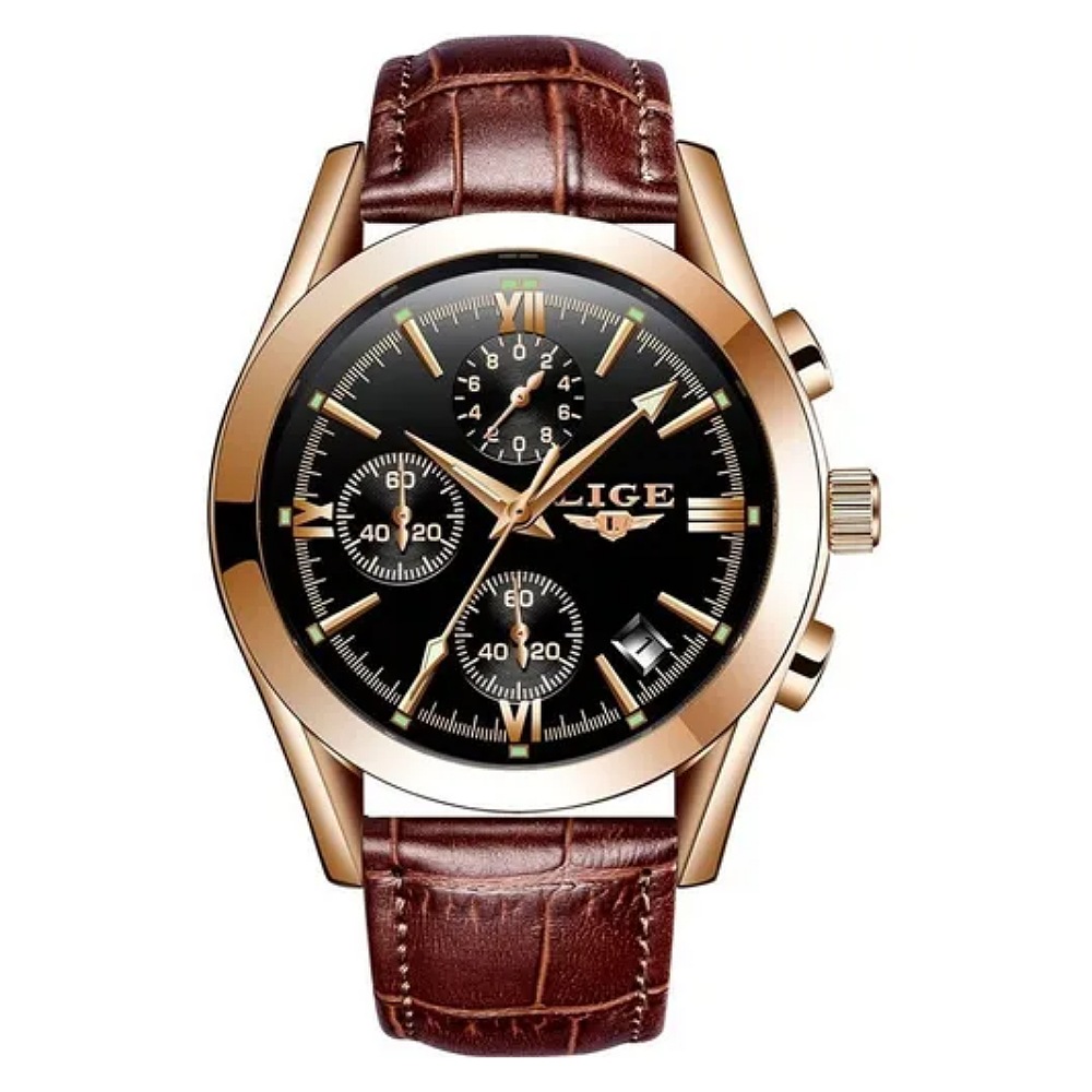 Lige Original Moda Casual Reloj Hombre Fecha Impermeable