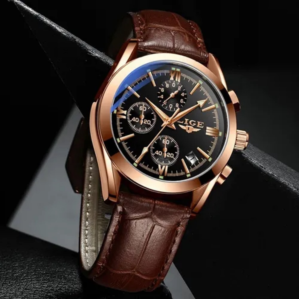 Lige Original Moda Casual Reloj Hombre Fecha Impermeable