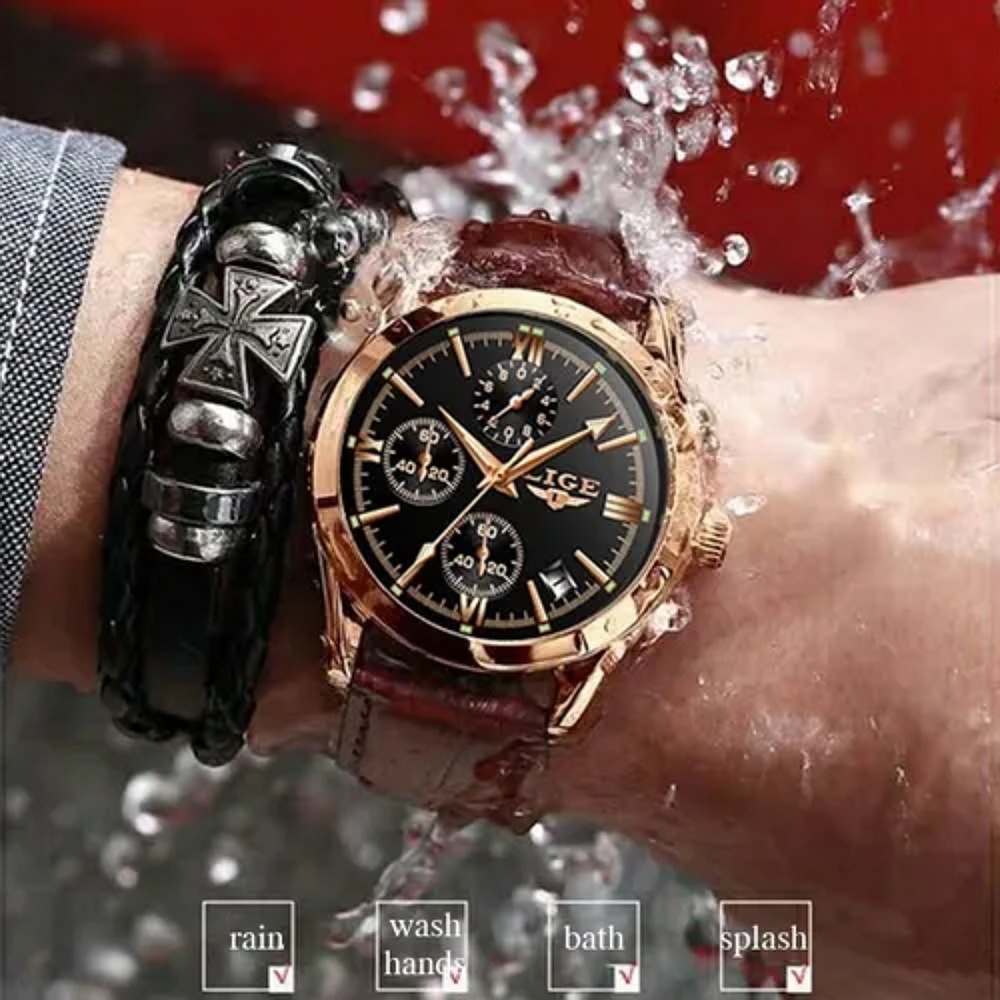 Lige Original Moda Casual Reloj Hombre Fecha Impermeable