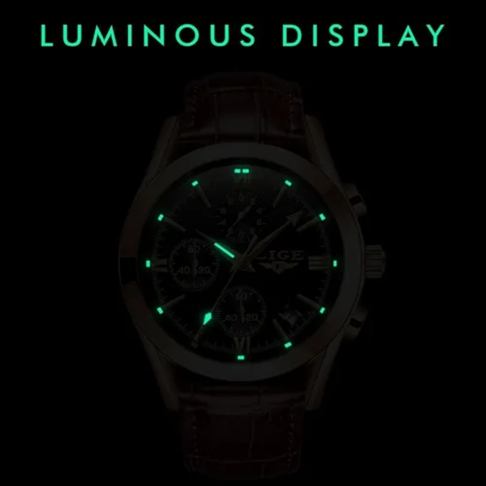 Lige Original Moda Casual Reloj Hombre Fecha Impermeable