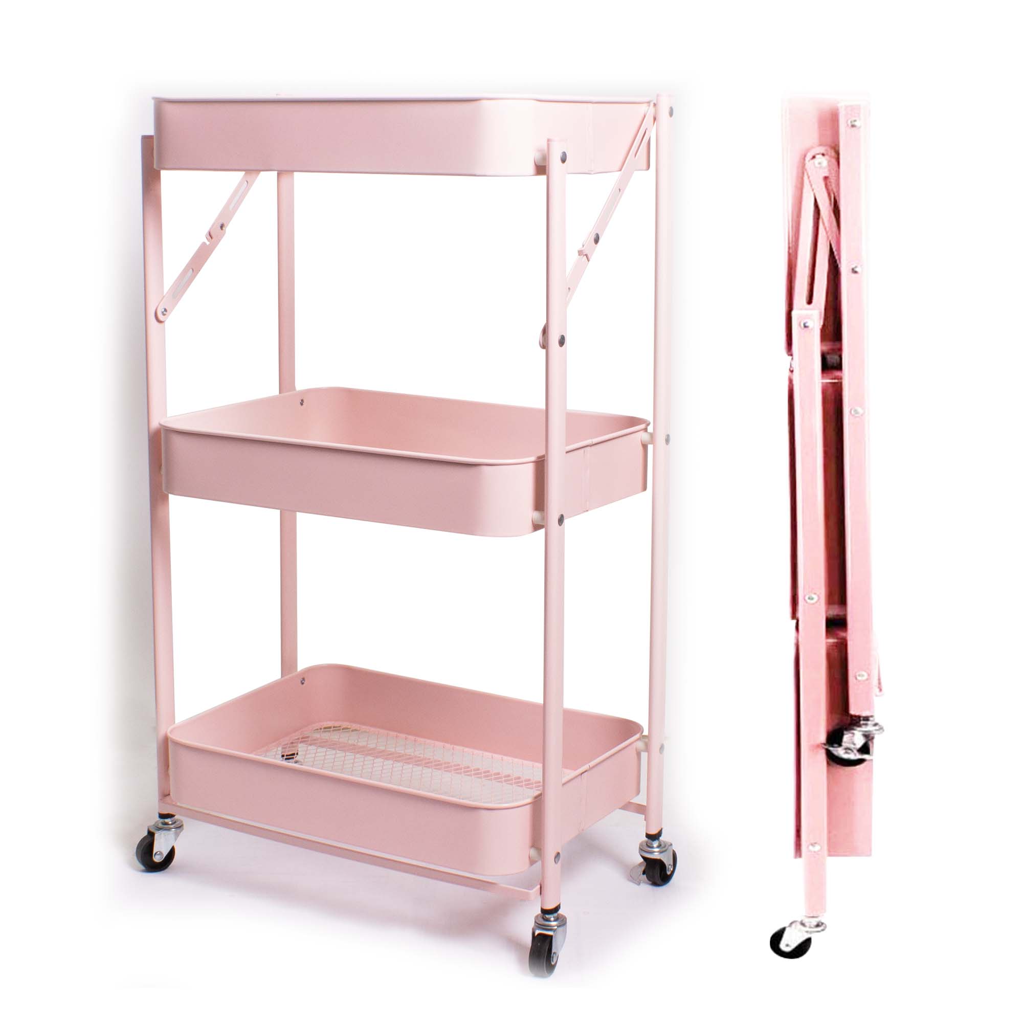 Carrito Organizador Multiusos Movible 3 Niveles Metálico ROSA.
