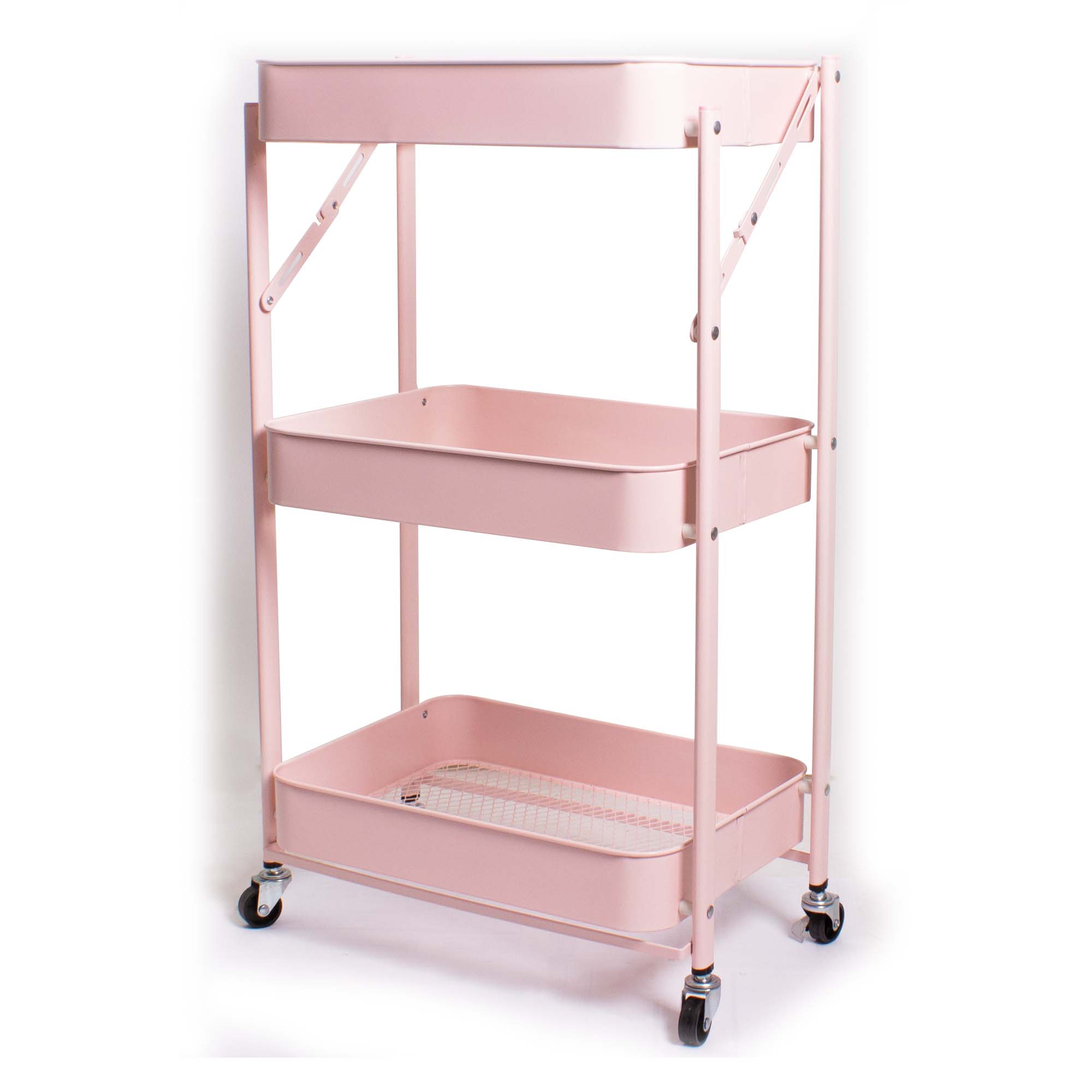 Carrito Organizador Multiusos Movible 3 Niveles Metálico ROSA.