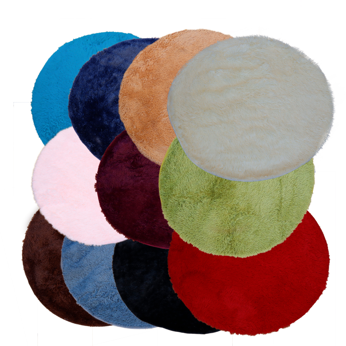 Tapete Decorativo redondotipo Shag 1 Metro de diÃ¡metro Fibra Larga Suave y Caliente Ideal para Sala recamara