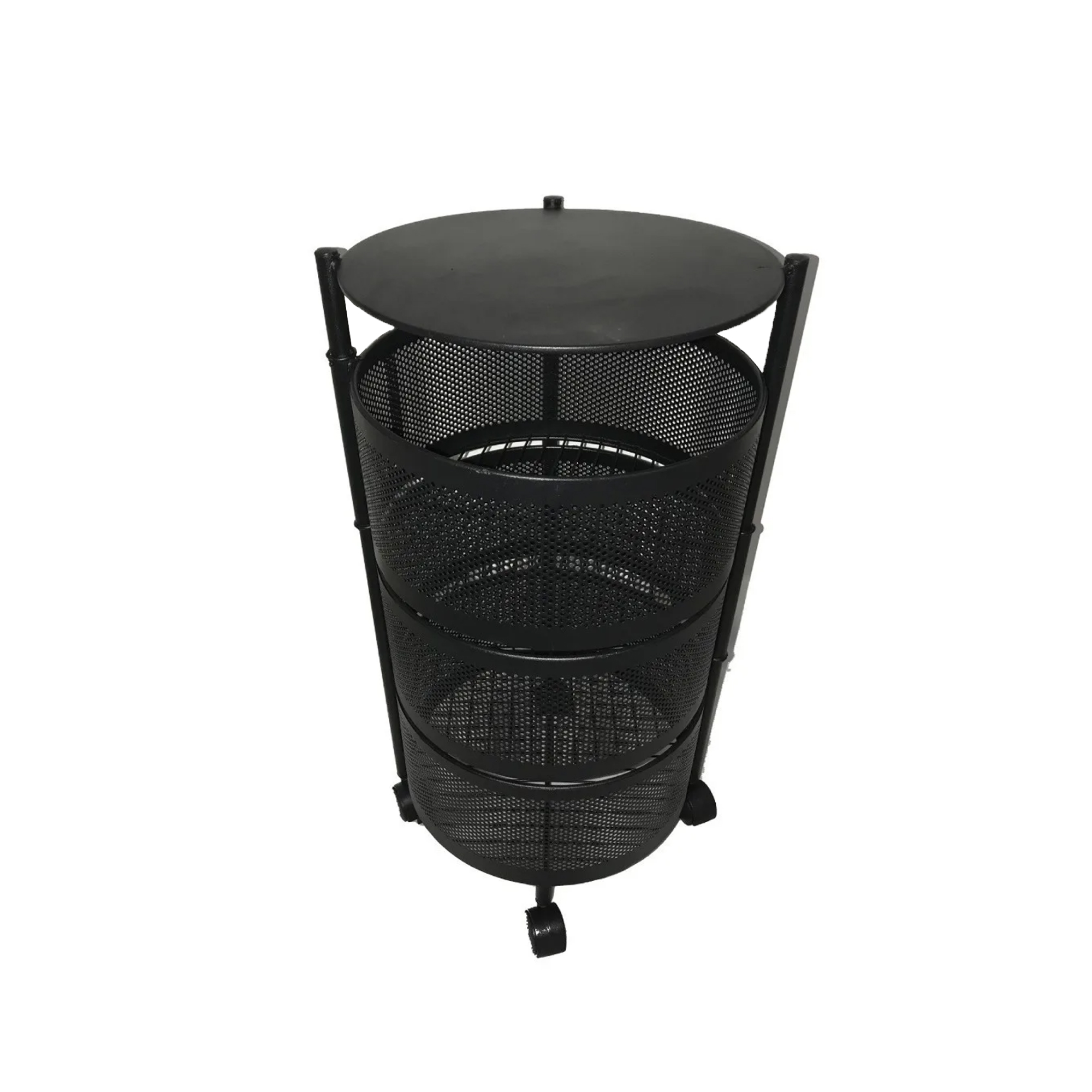 Carrito multifuncional organizador redondo, color negro