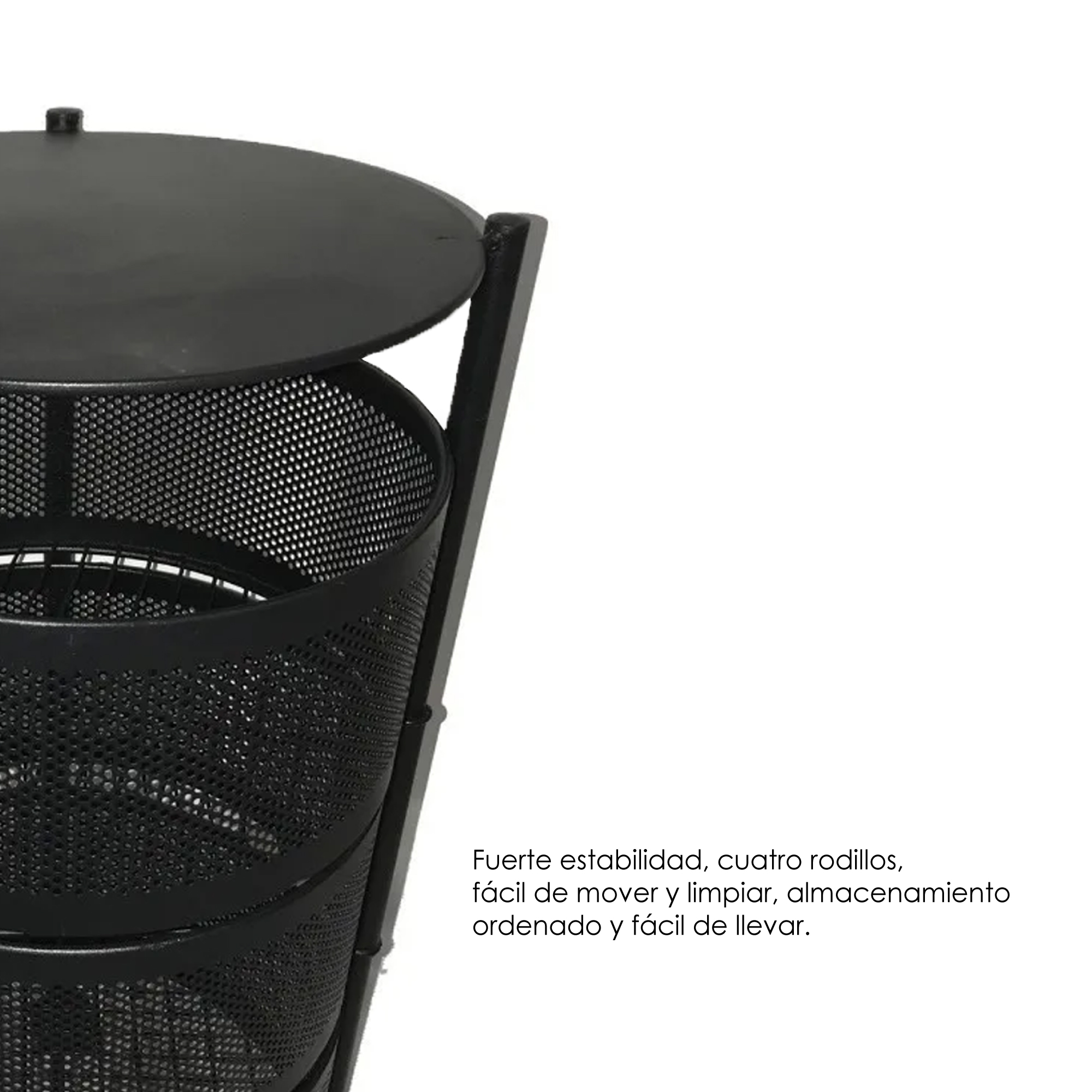 Carrito multifuncional organizador redondo, color negro