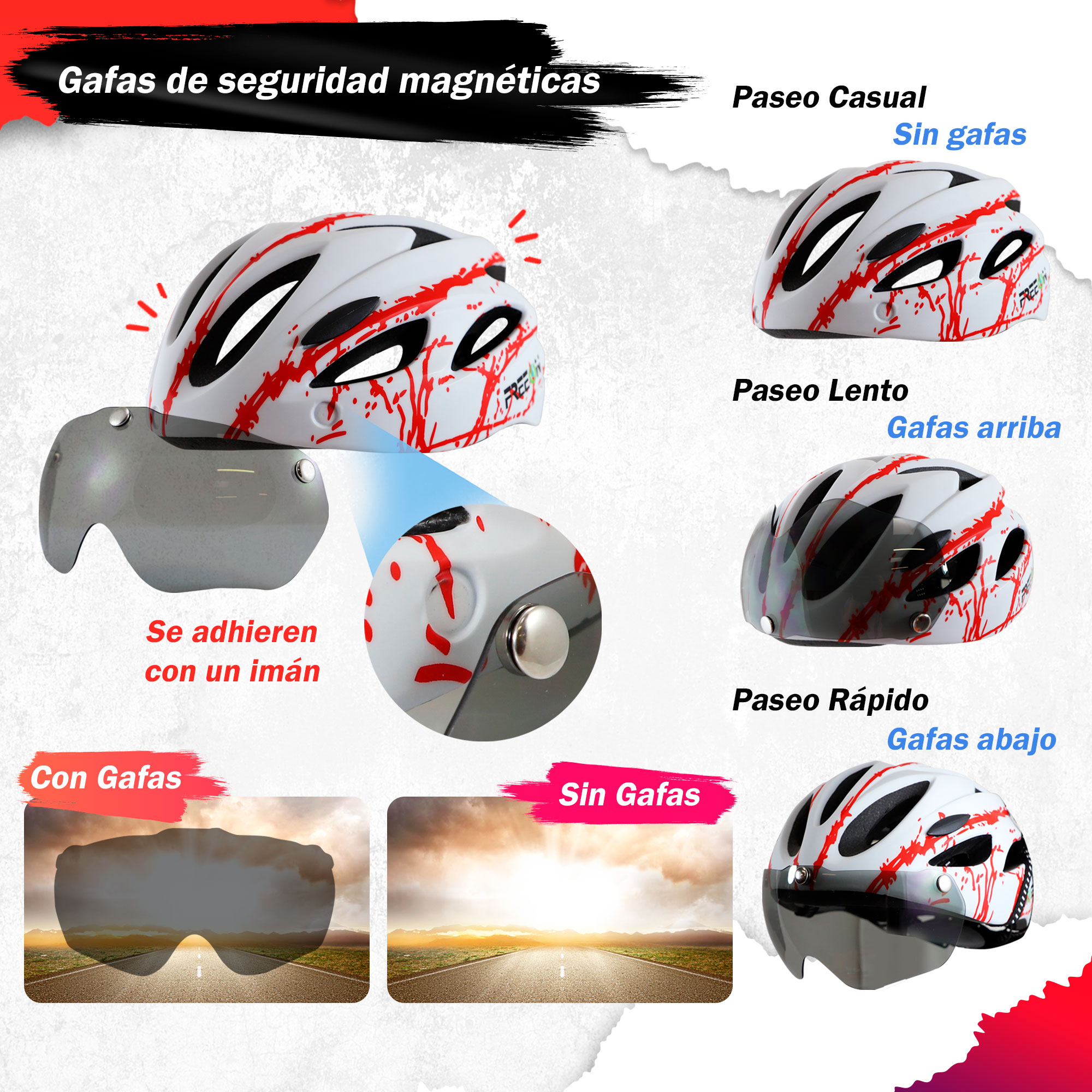 Casco De Bicicleta Tipo Montaña Con Lentes Blanco Fon400w Freeon