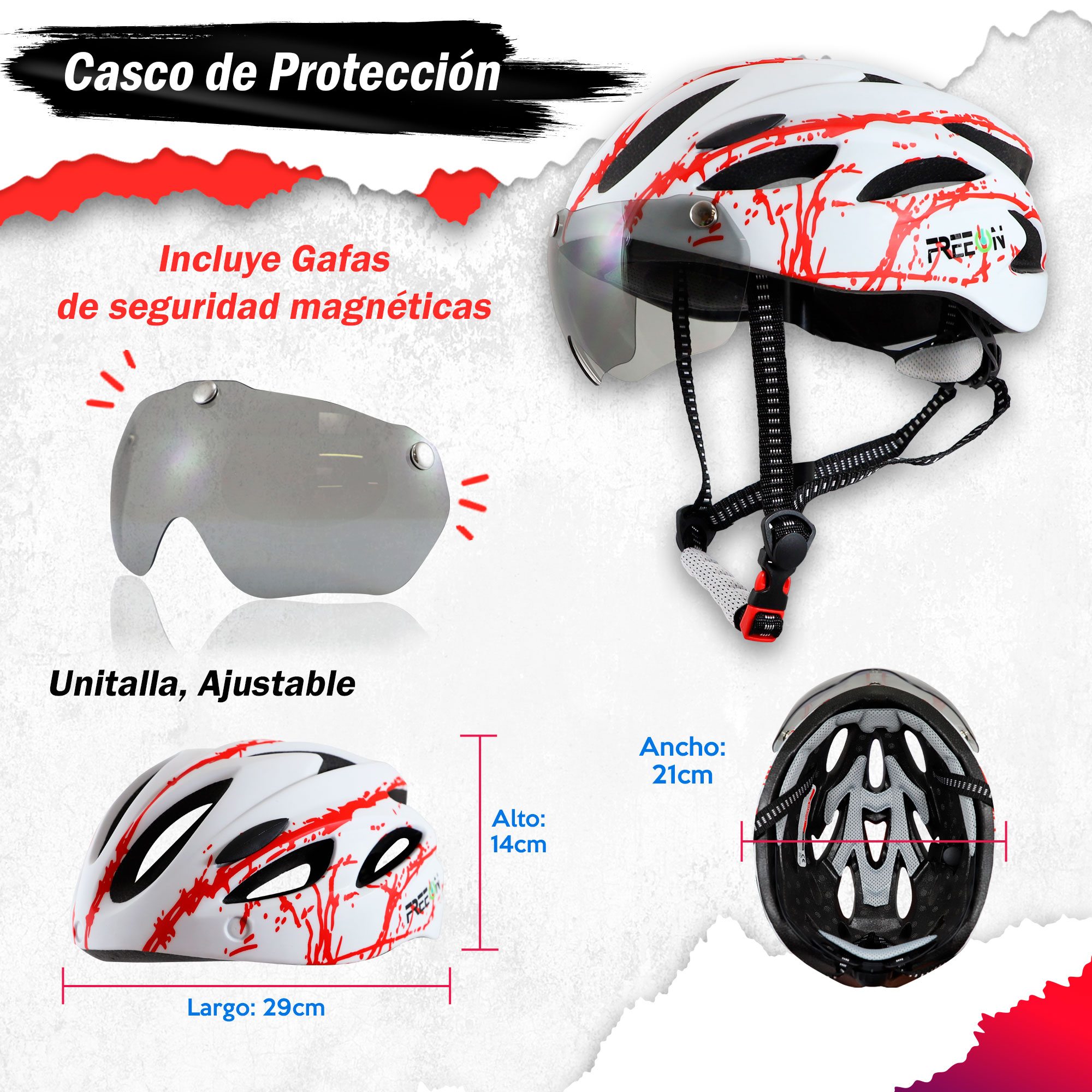 Casco De Bicicleta Tipo Montaña Con Lentes Blanco Fon400w Freeon
