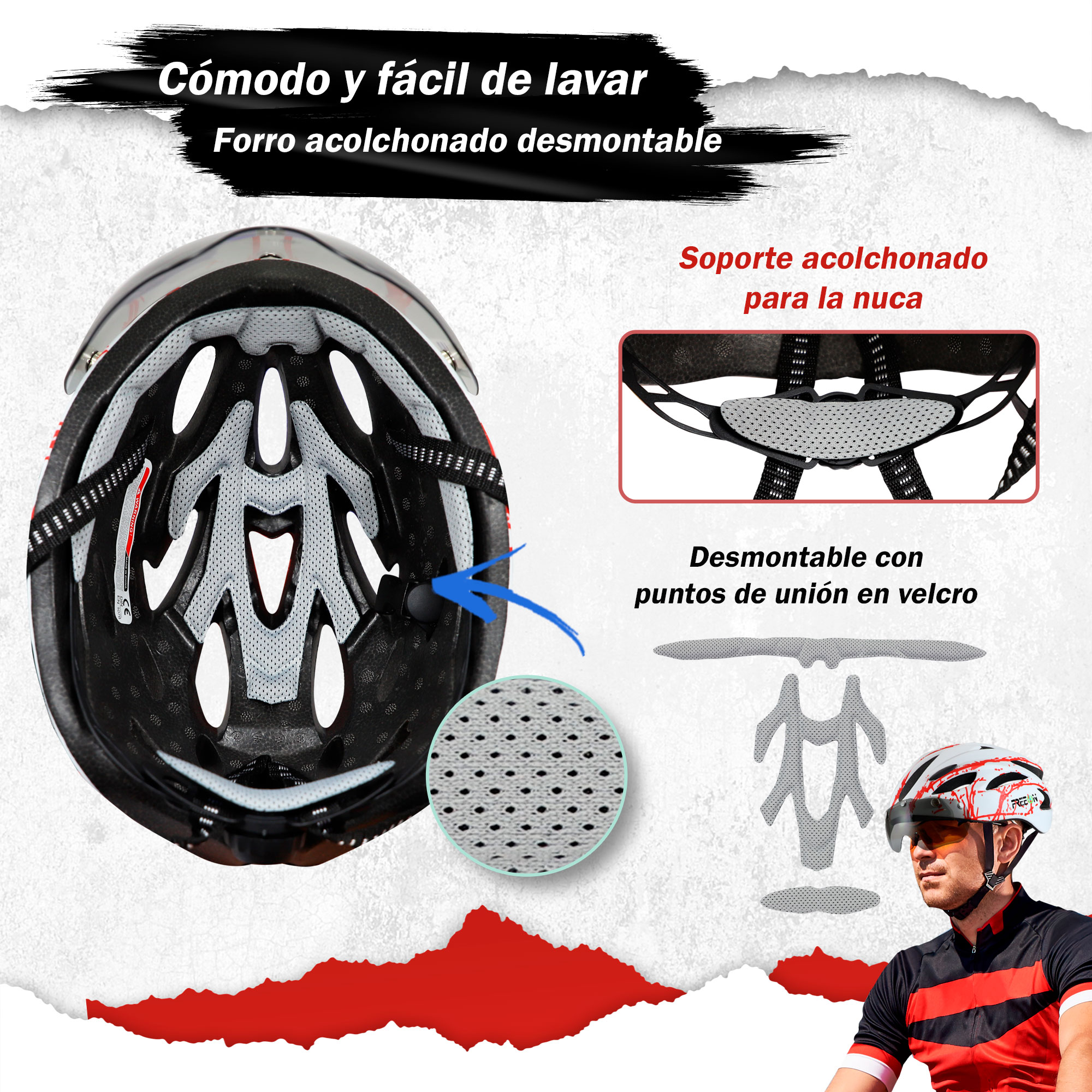 Casco De Bicicleta Tipo Montaña Con Lentes Blanco Fon400w Freeon