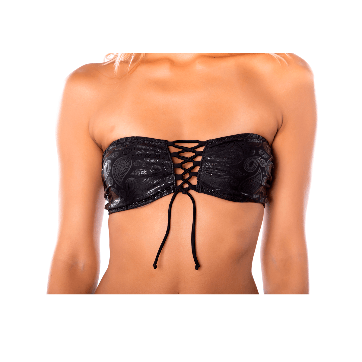  Traje De Baño Para Dama Colombiano Strapless De 2 Piezas Bañador Color Negro
