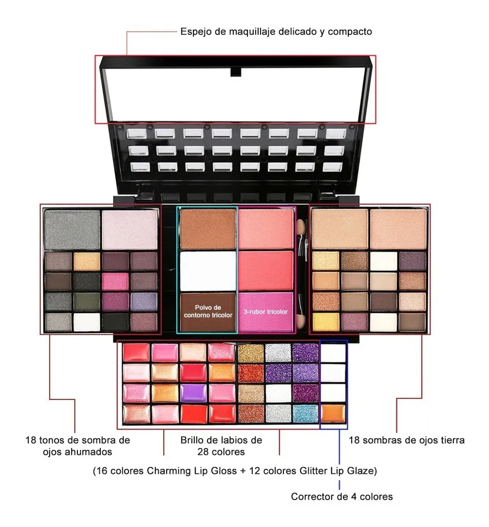 Paleta De Sombras Para Maquillaje 74 Colores