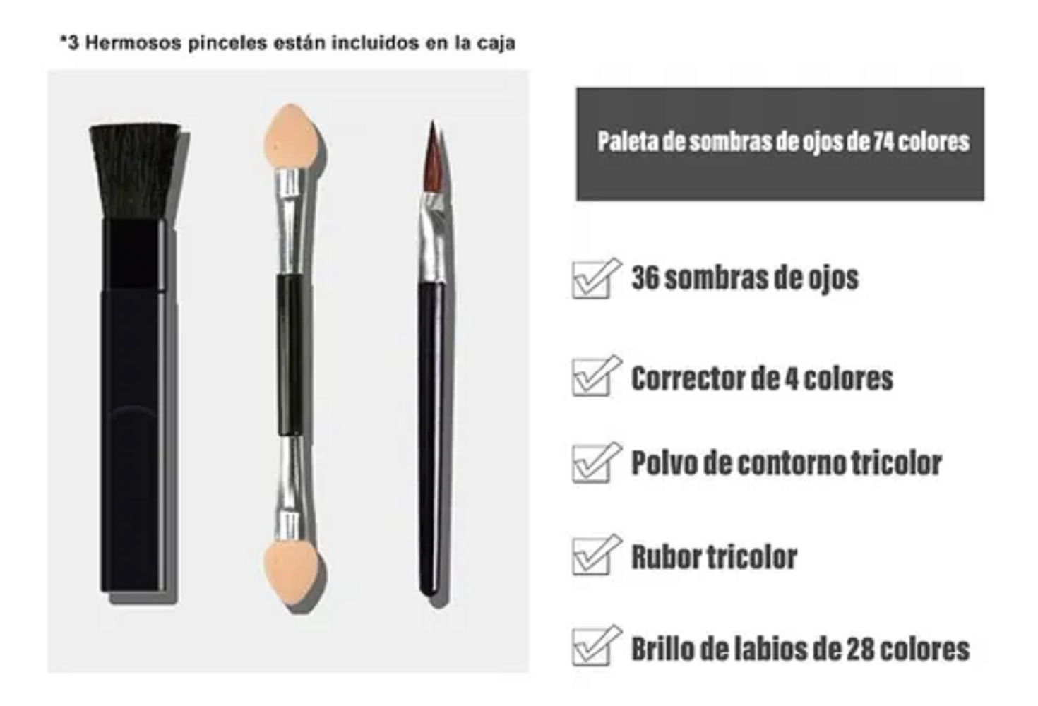 Paleta De Sombras Para Maquillaje 74 Colores