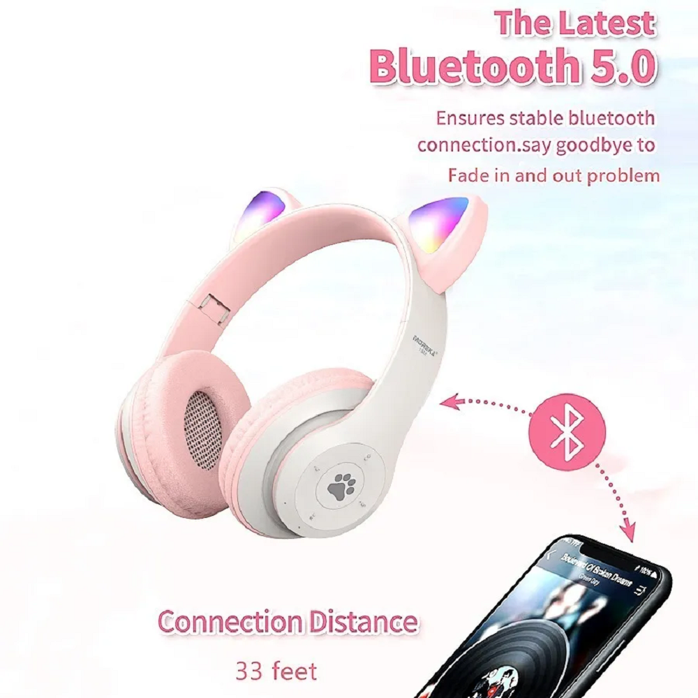 Audifonos Orejas De Gato Bluetooth Blanco