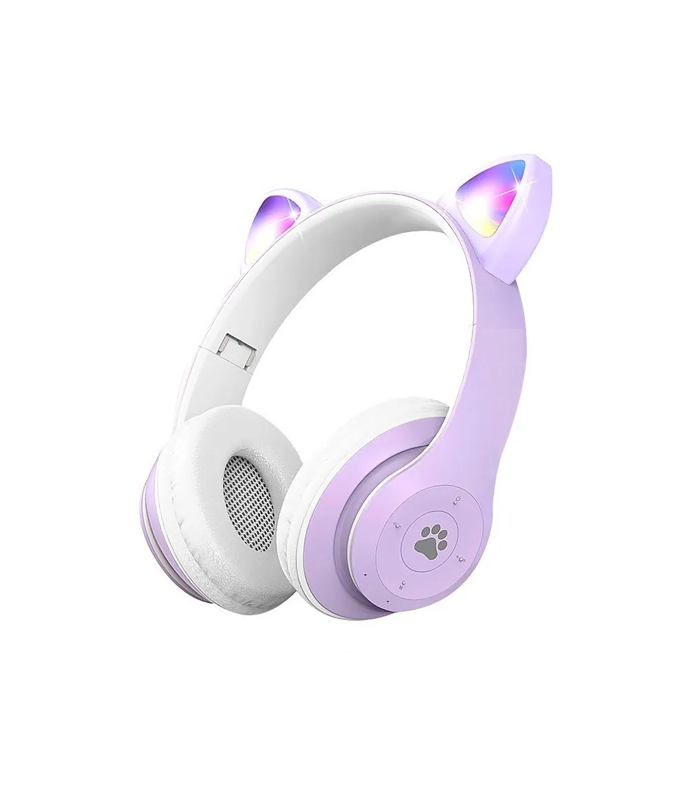 Audifonos Orejas De Gato Bluetooth  Violeta