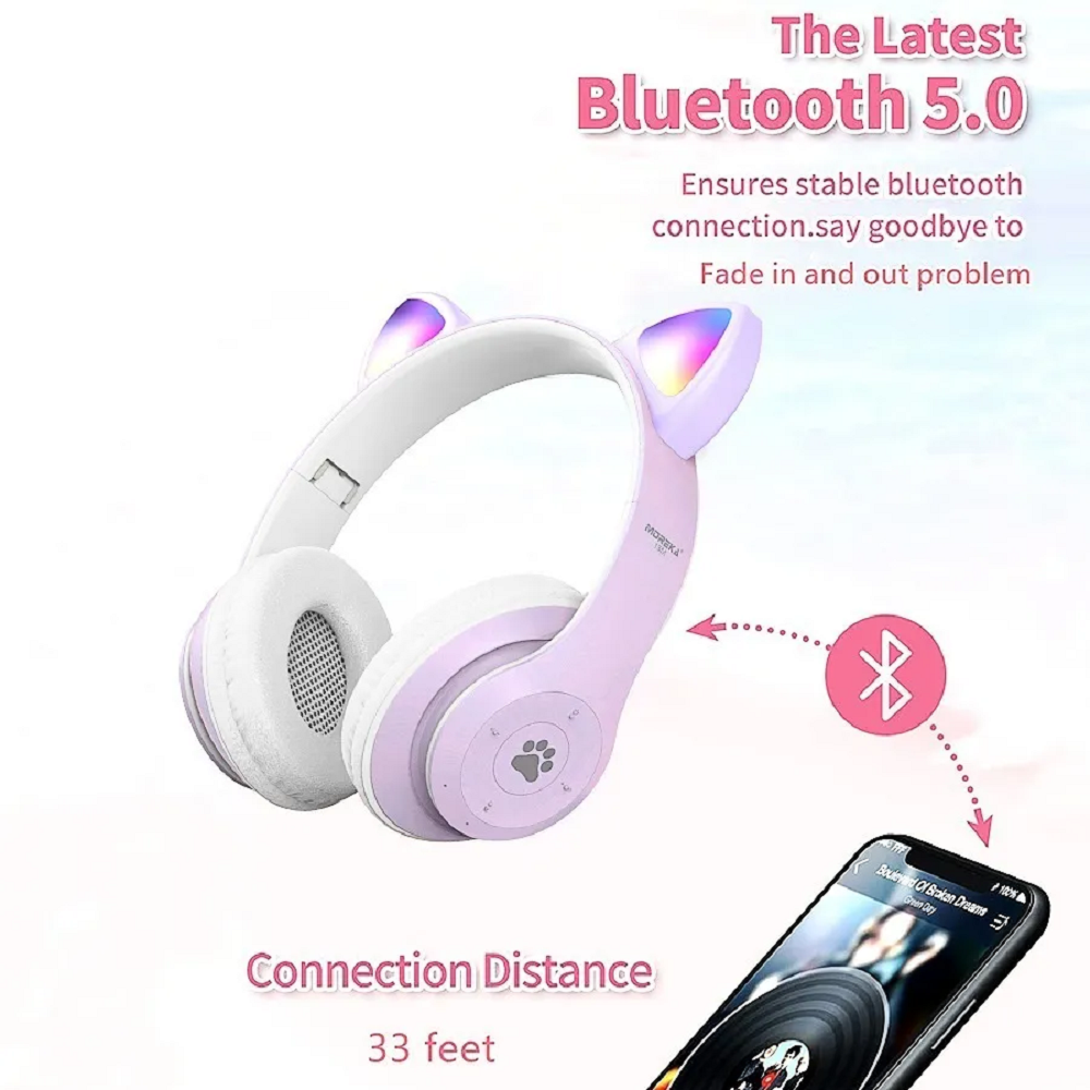 Audifonos Orejas De Gato Bluetooth  Violeta