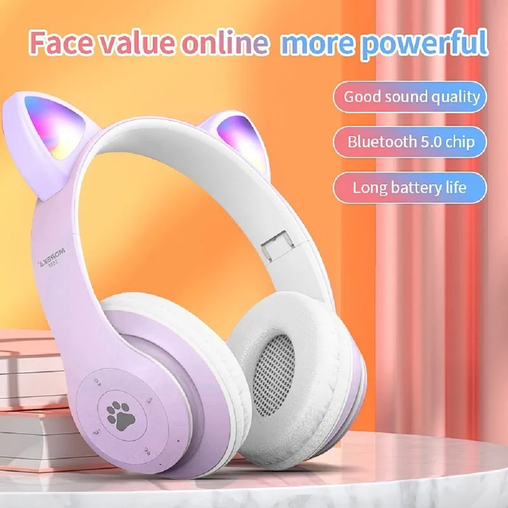 Audifonos Orejas De Gato Bluetooth  Violeta