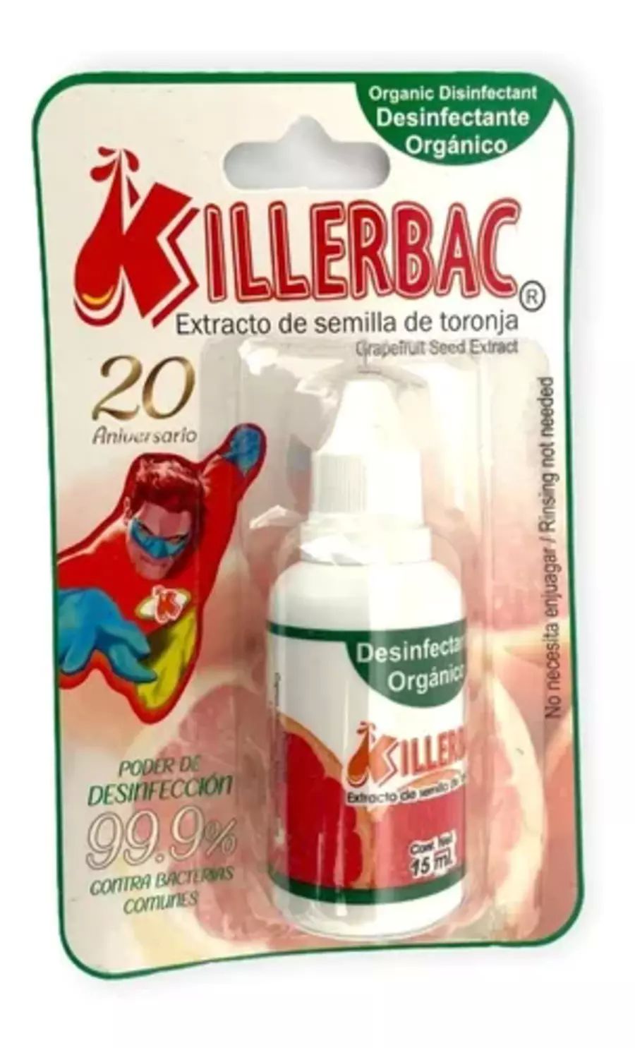 Desinfectante Orgánico De Toronja Killerbac Gotero 15ml