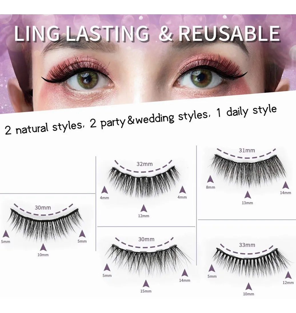 Kit de 5 pares de pestañas Magneticas