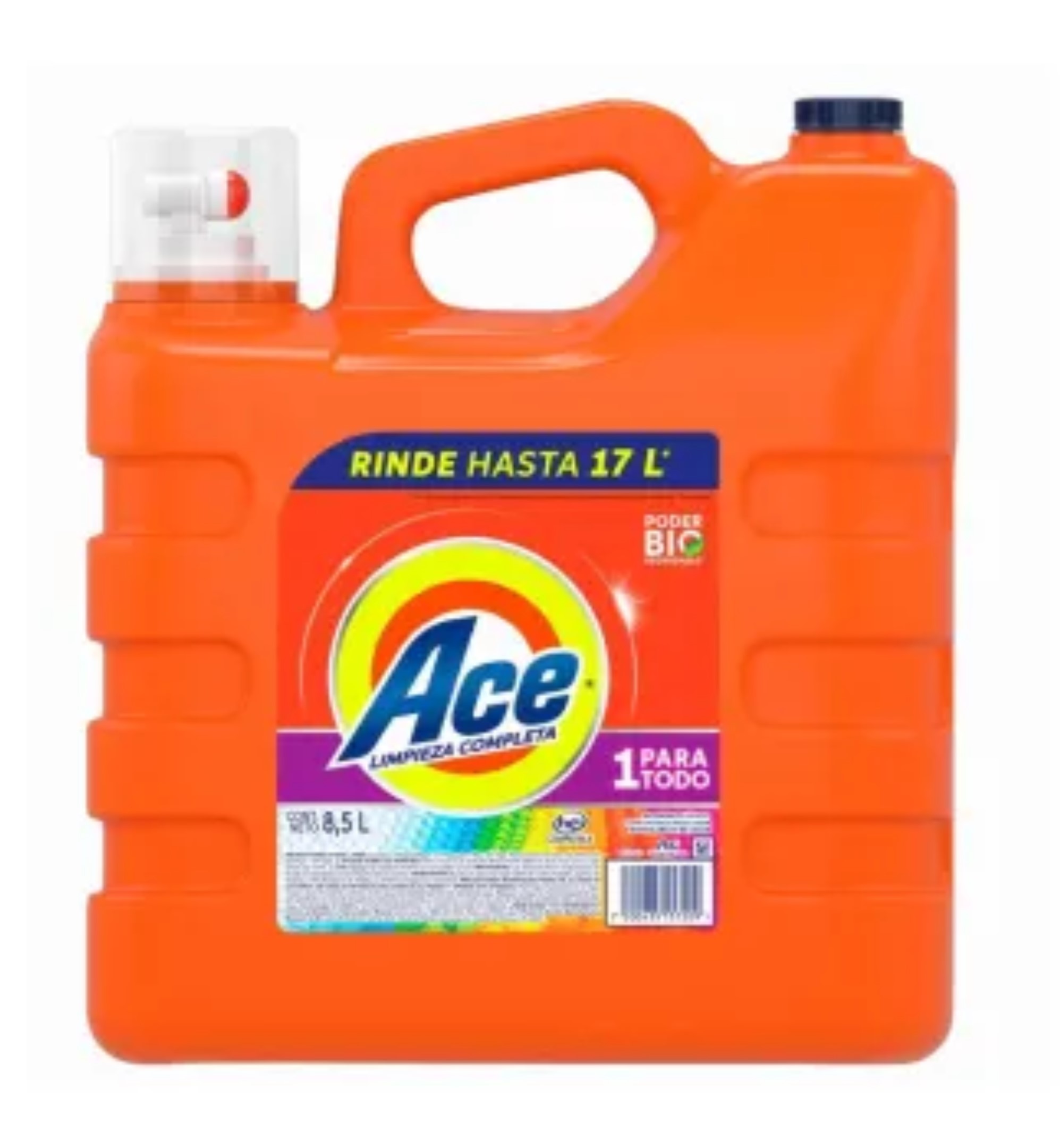 Detergente Liquido Ace Limpieza Completa 8.5 L Rinde 17 L
