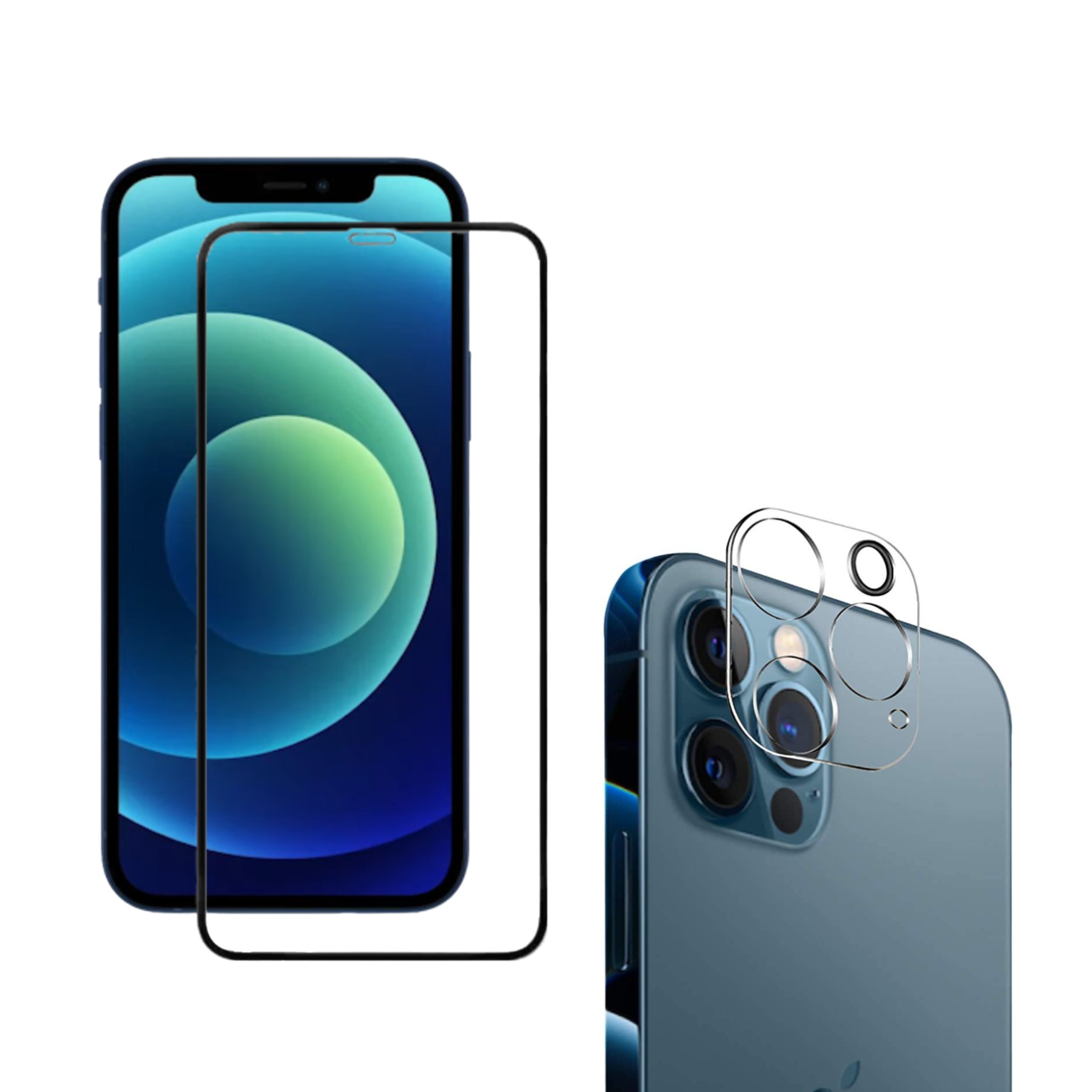 Cristal Templado Pantalla + Protector de Lente Cámara Compatible con iPhone 13 Pro Vidrio Templado Cobertura Completa