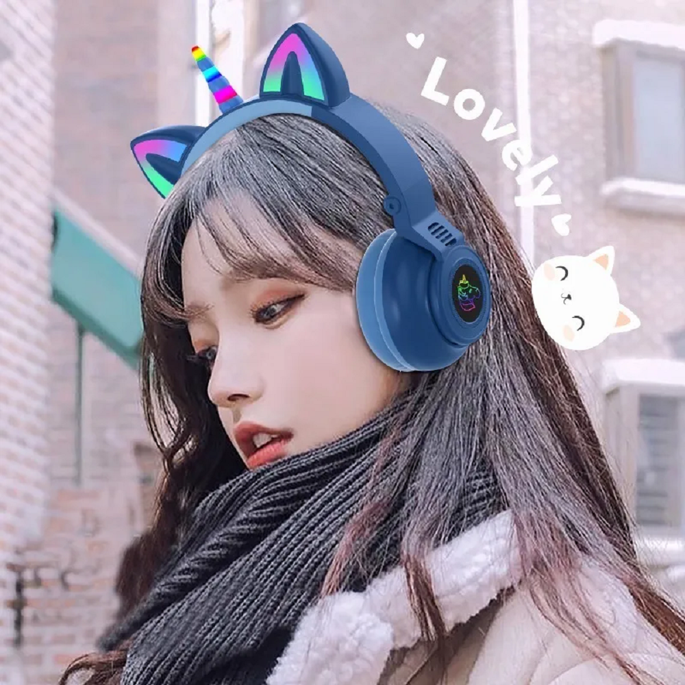 Auriculares Bluetooth de Unicornio Azul