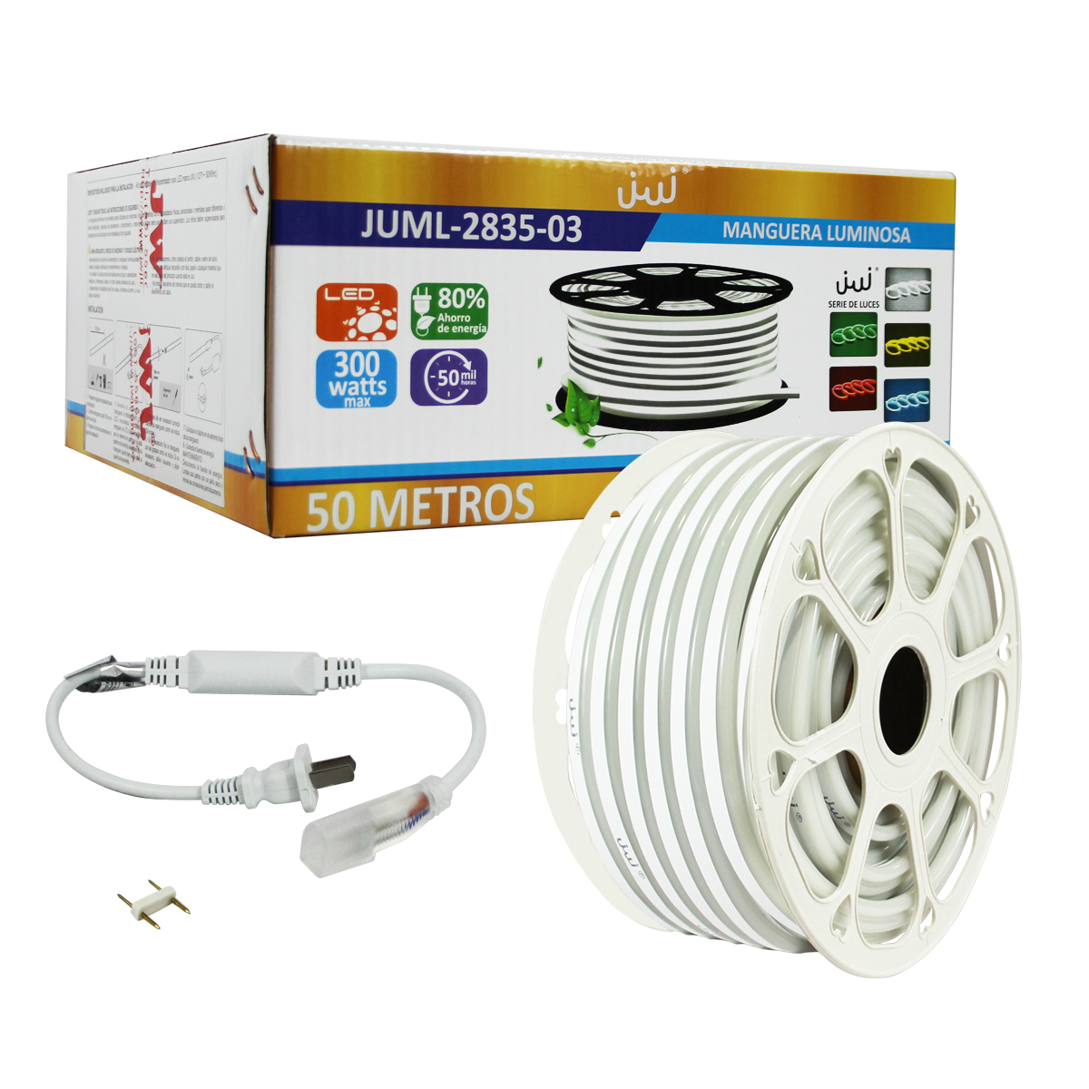 Manguera Led Neon Flourescente 50m Luz Rosa C/ Regulador Jwj