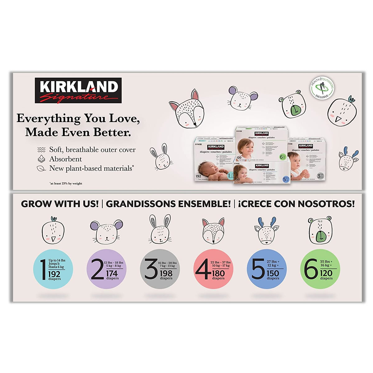 Kirkland Signature Pañales, talla 6 (132 unidades)